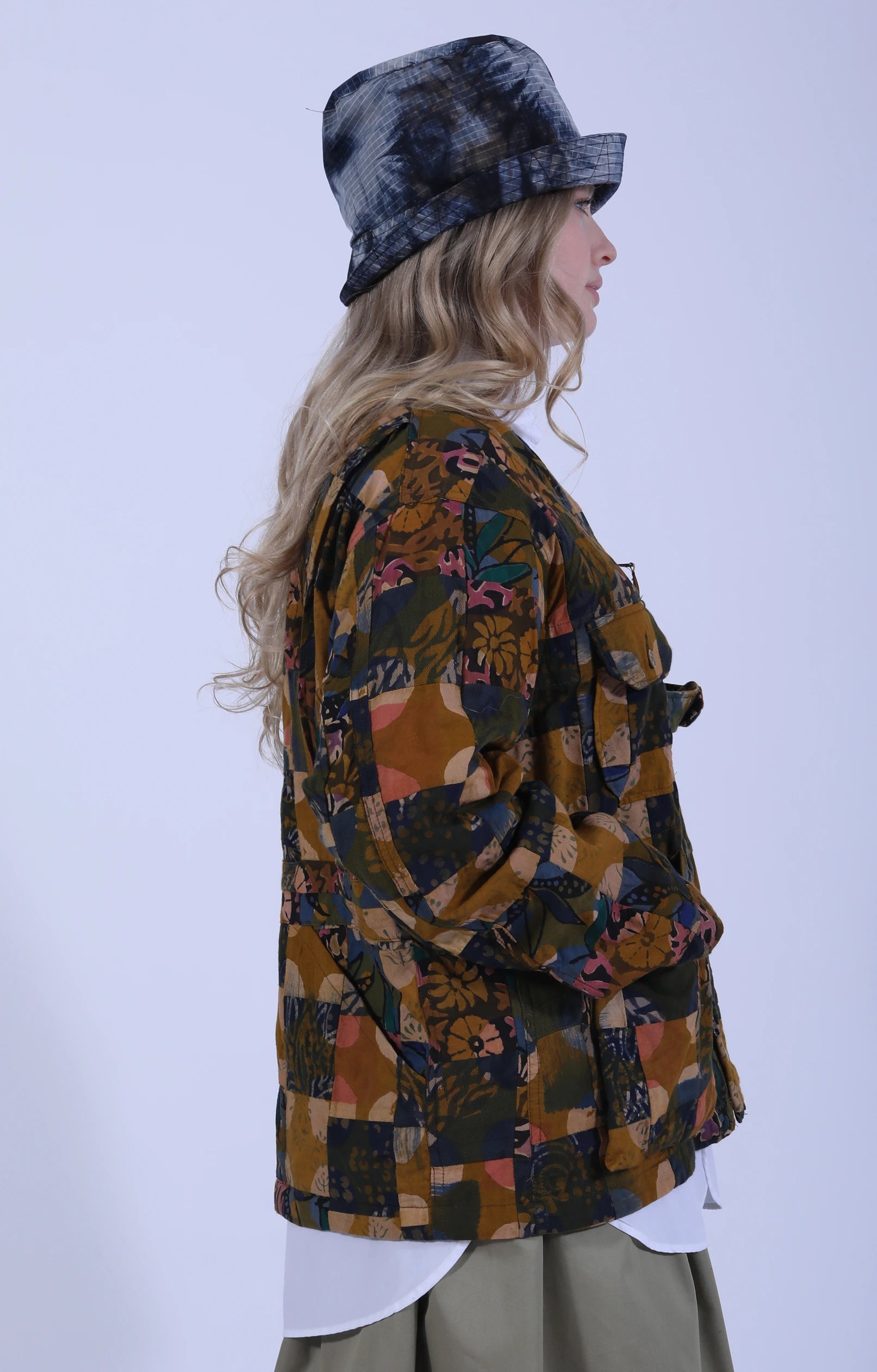 Cardigan Jacket Olive Multi Patch