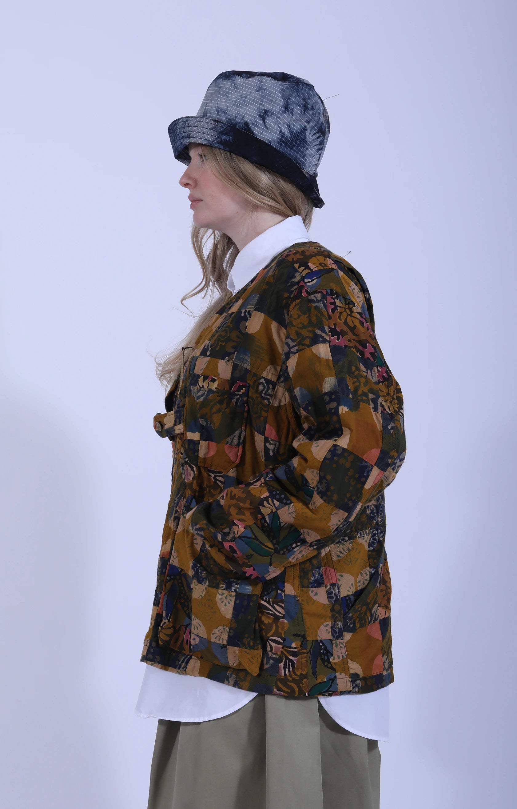 Cardigan Jacket Olive Multi Patch