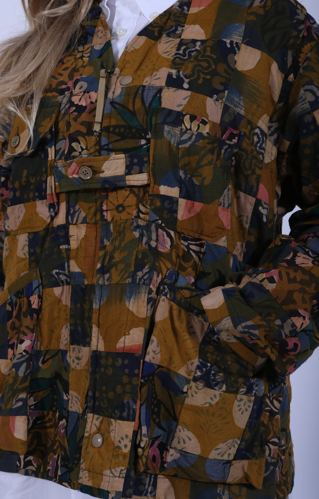 Cardigan Jacket Olive Multi Patch