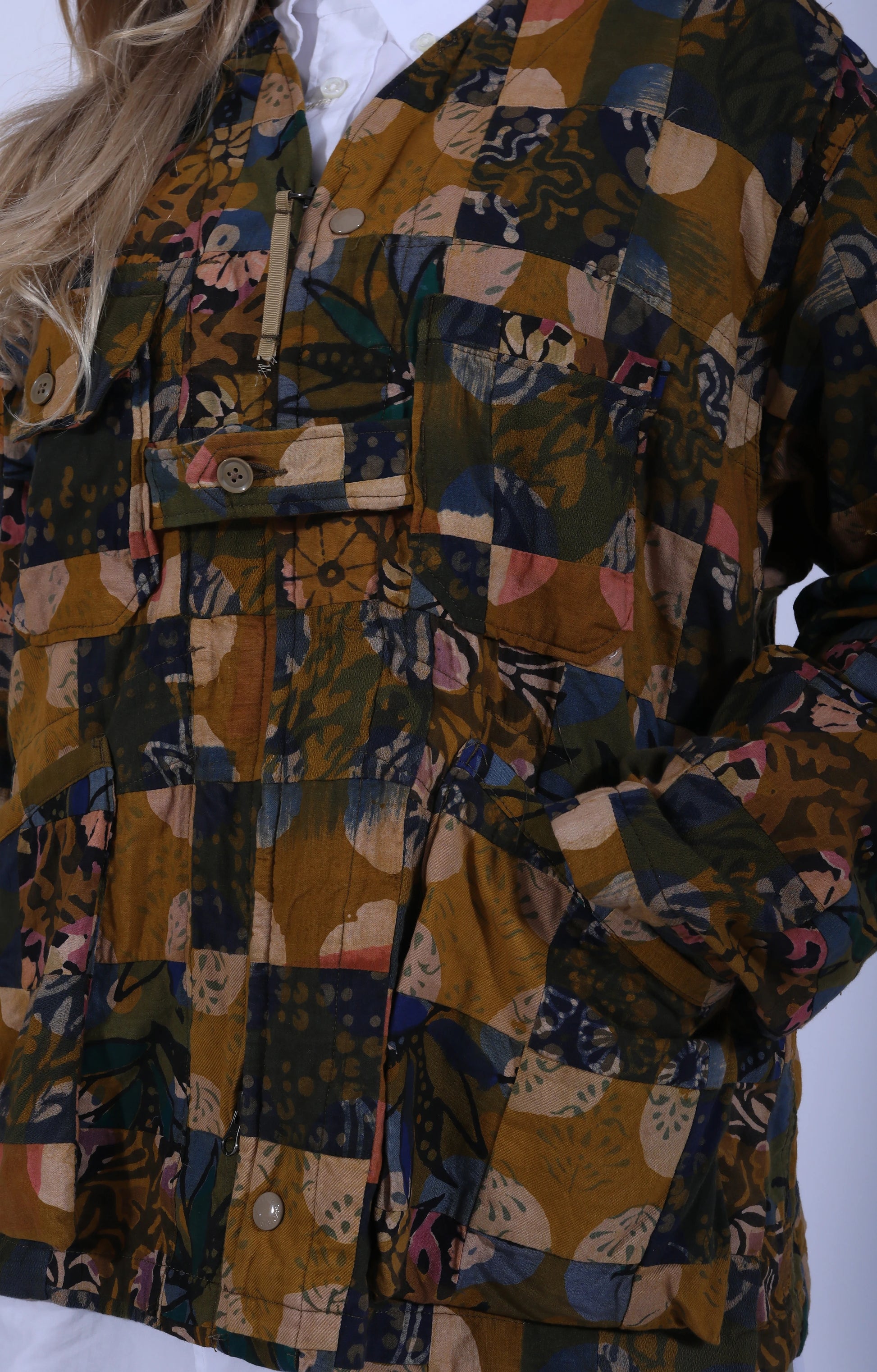 Cardigan Jacket Olive Multi Patch