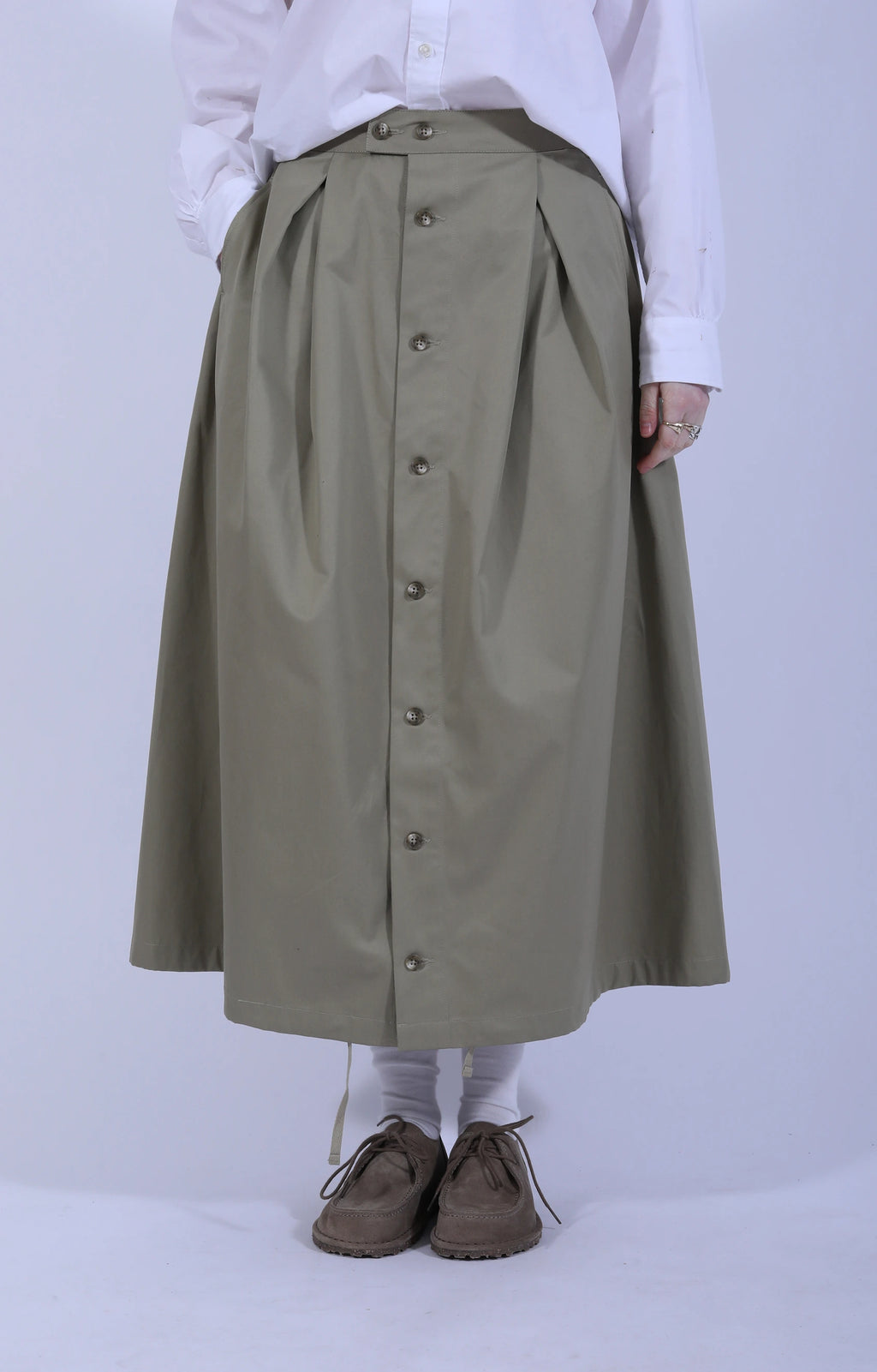 Tuck Skirt French Twill Khaki
