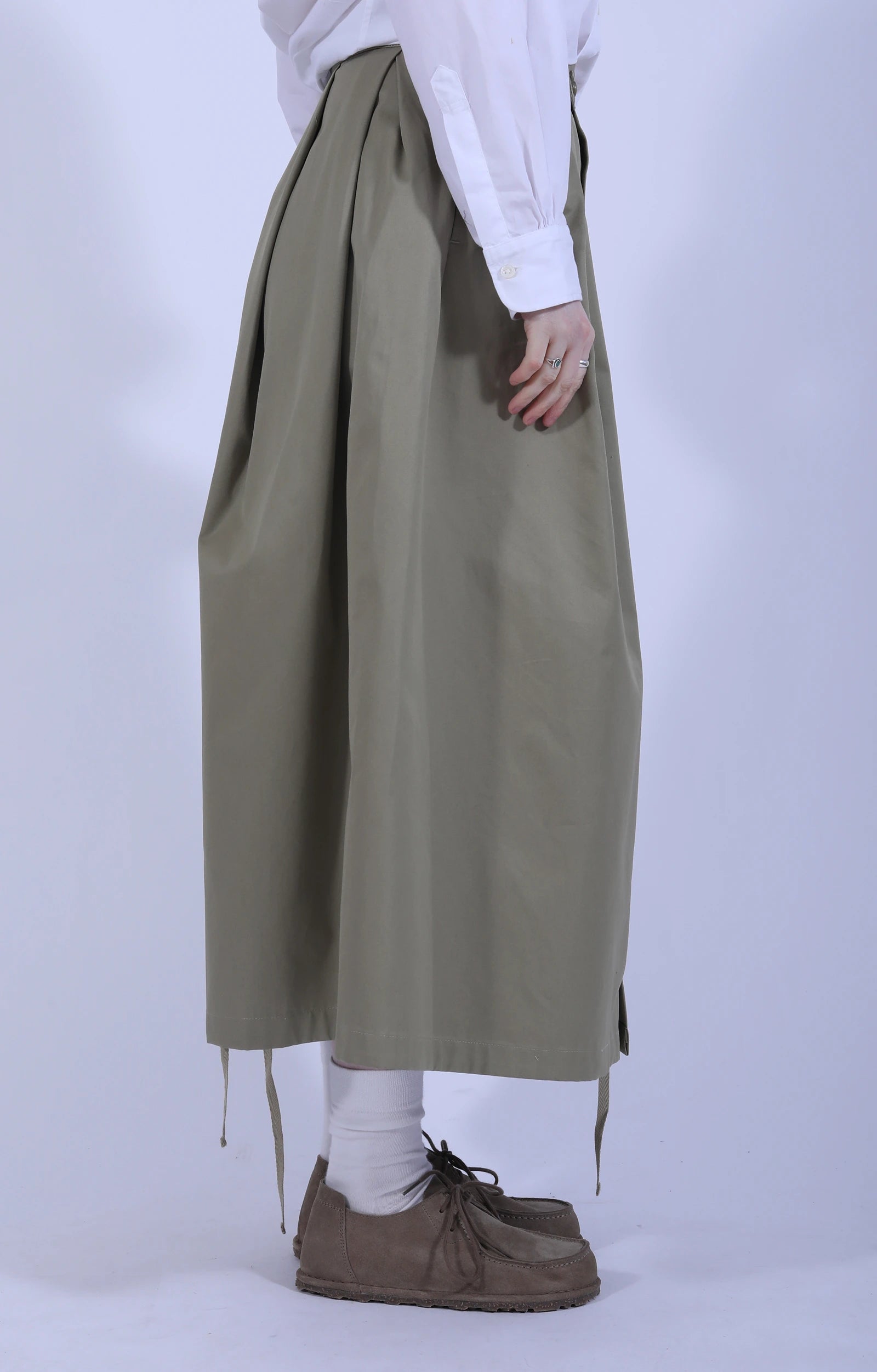 Tuck Skirt French Twill Khaki