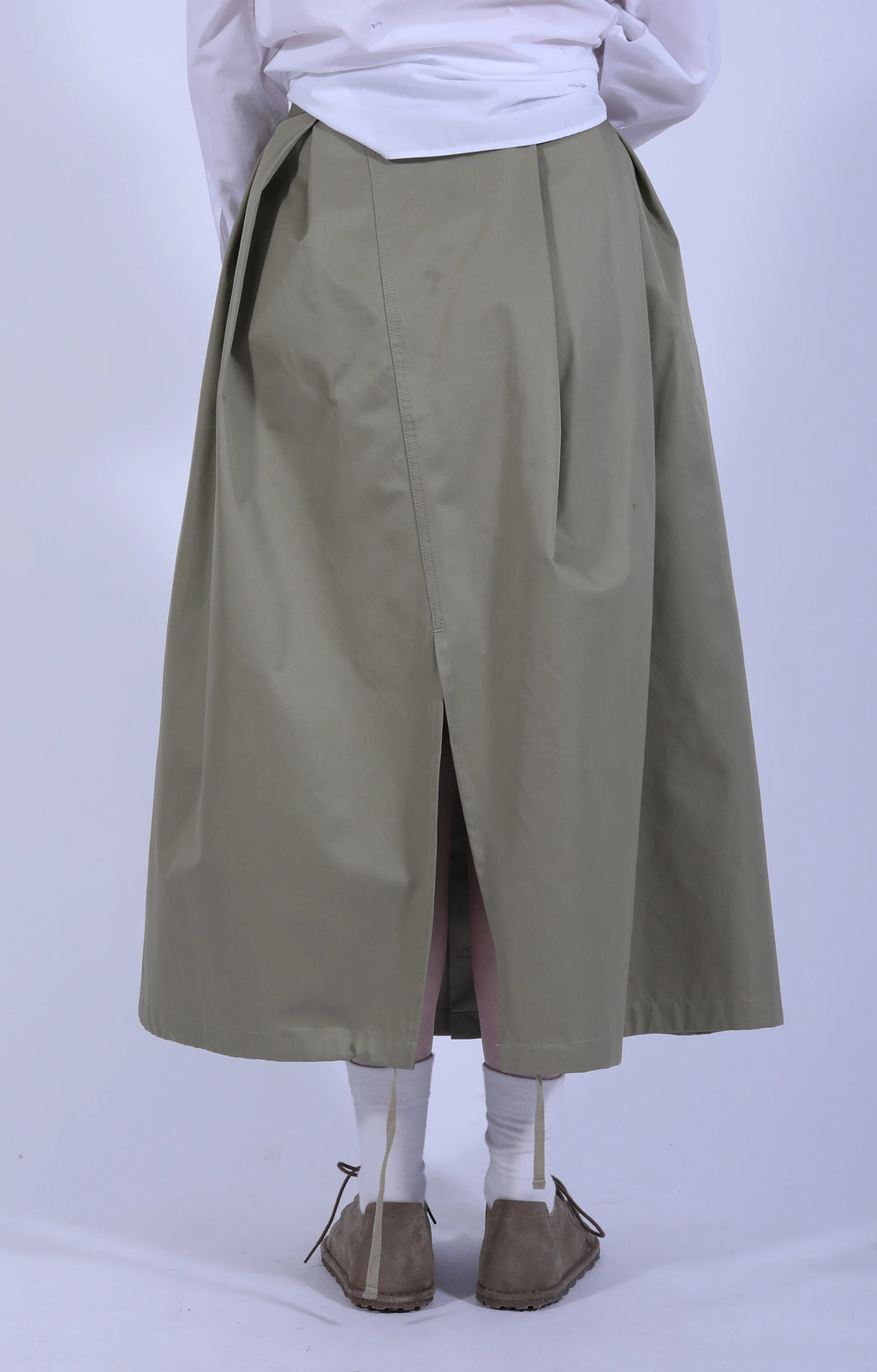 Tuck Skirt French Twill Khaki