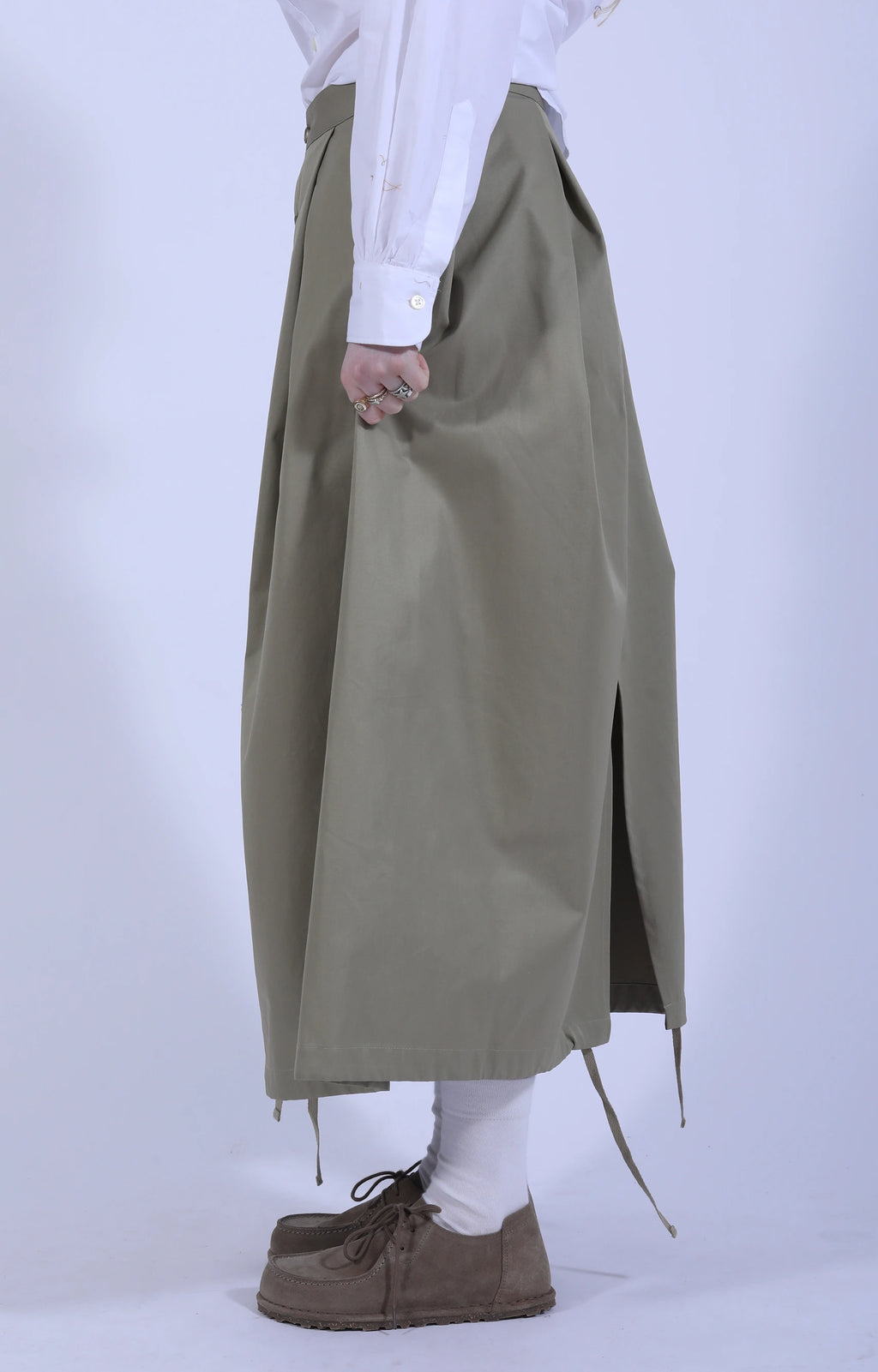 Tuck Skirt French Twill Khaki