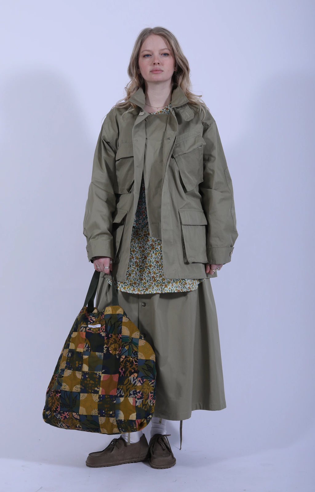 Tuck Skirt French Twill Khaki