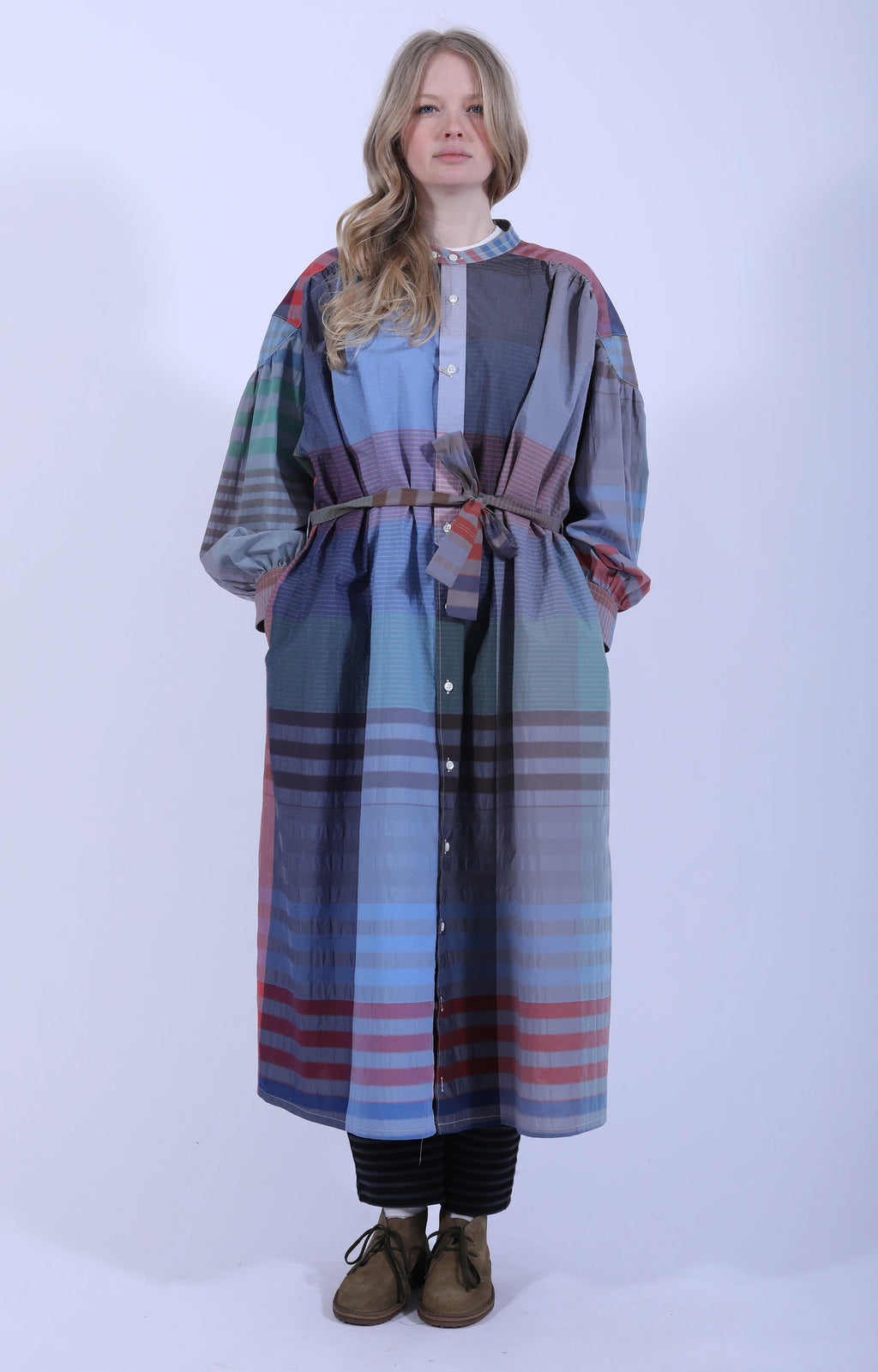 Banded Painter Dress Big Plaid