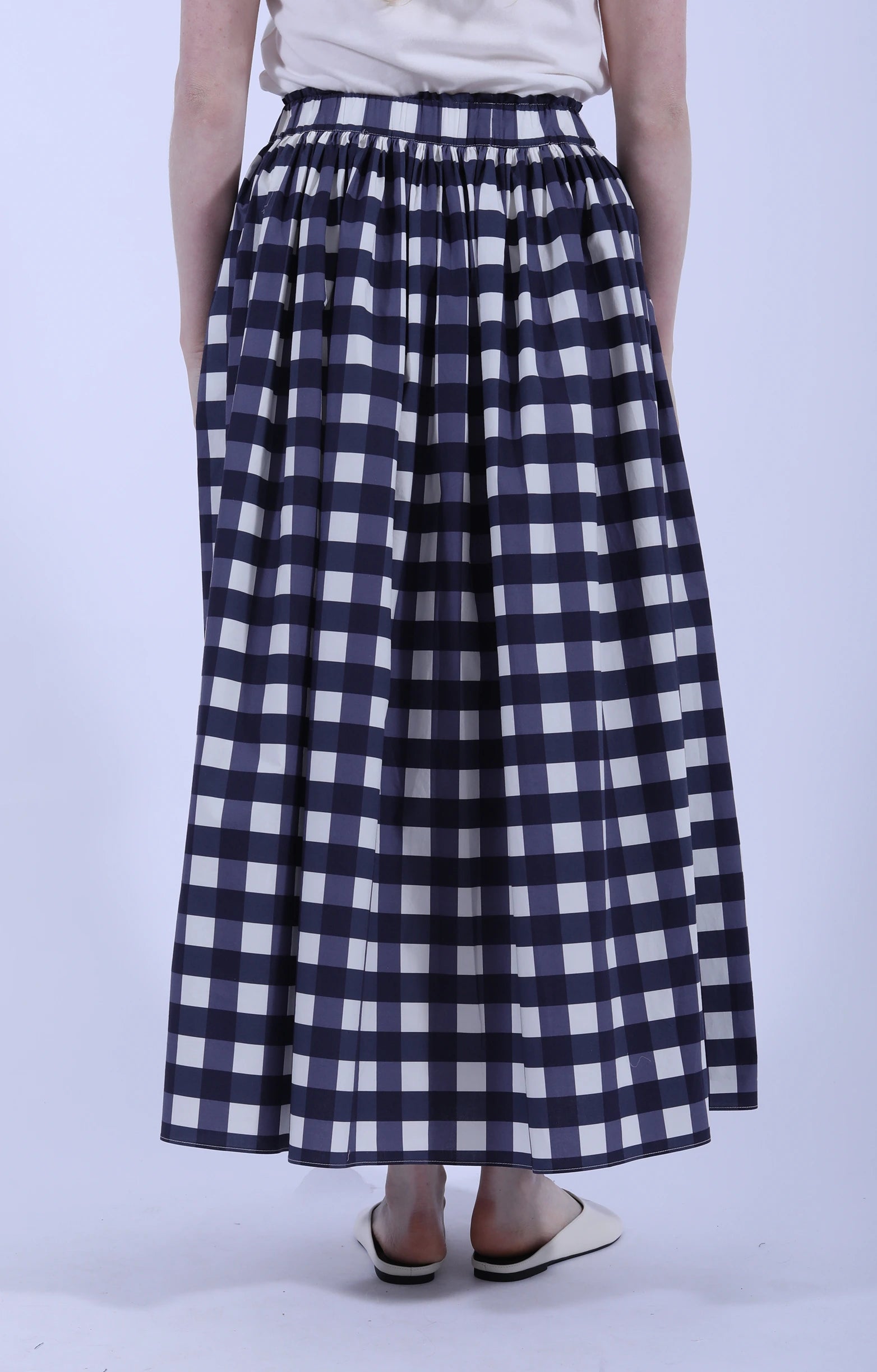 Wide Skirt Navy Check