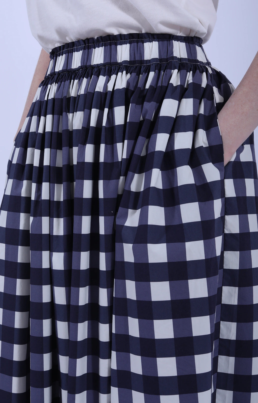 Wide Skirt Navy Check