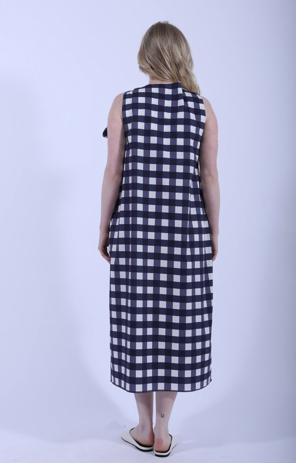 Bow Dress Navy Check