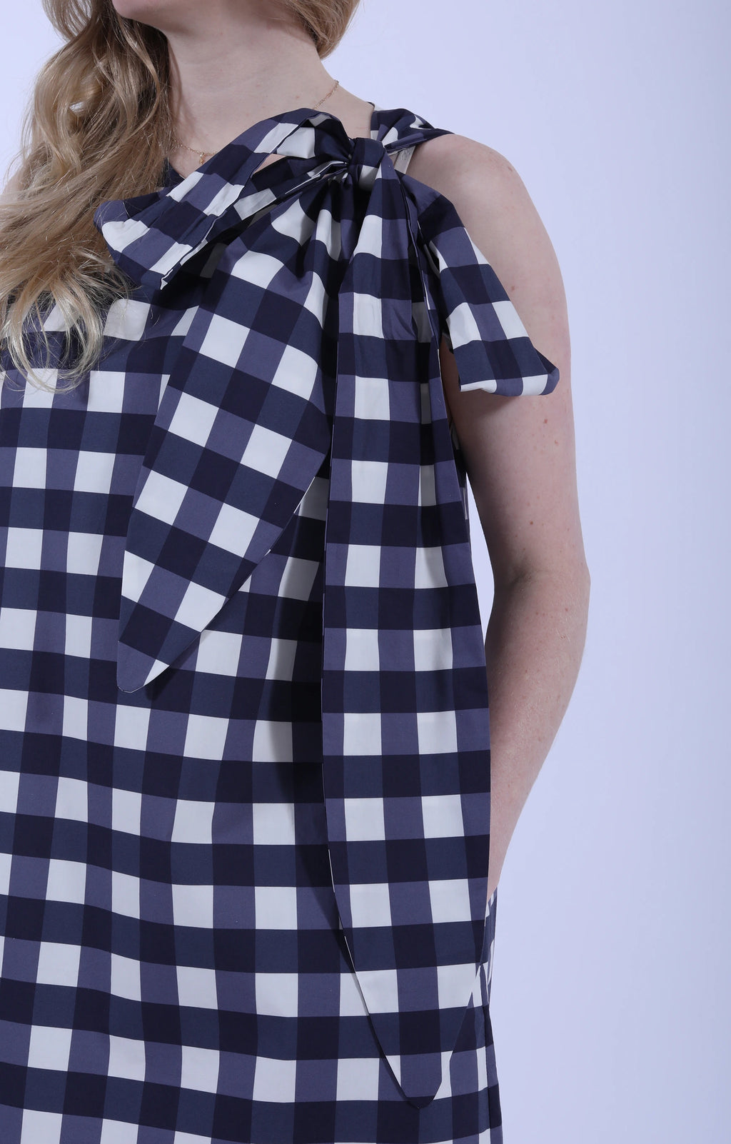 Bow Dress Navy Check