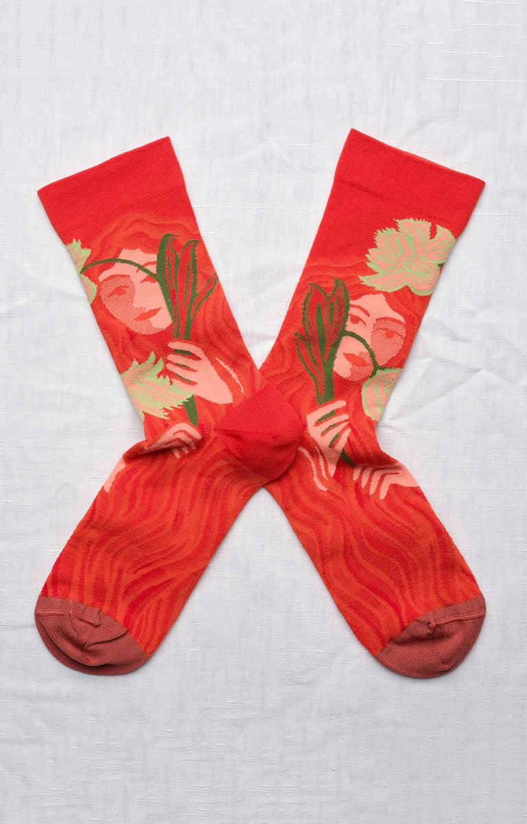 Chaussette Visages Rouge