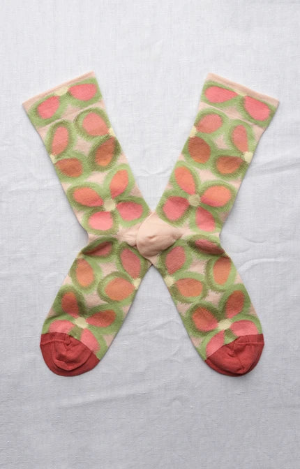 Chausette Fleurs Rose Bouton