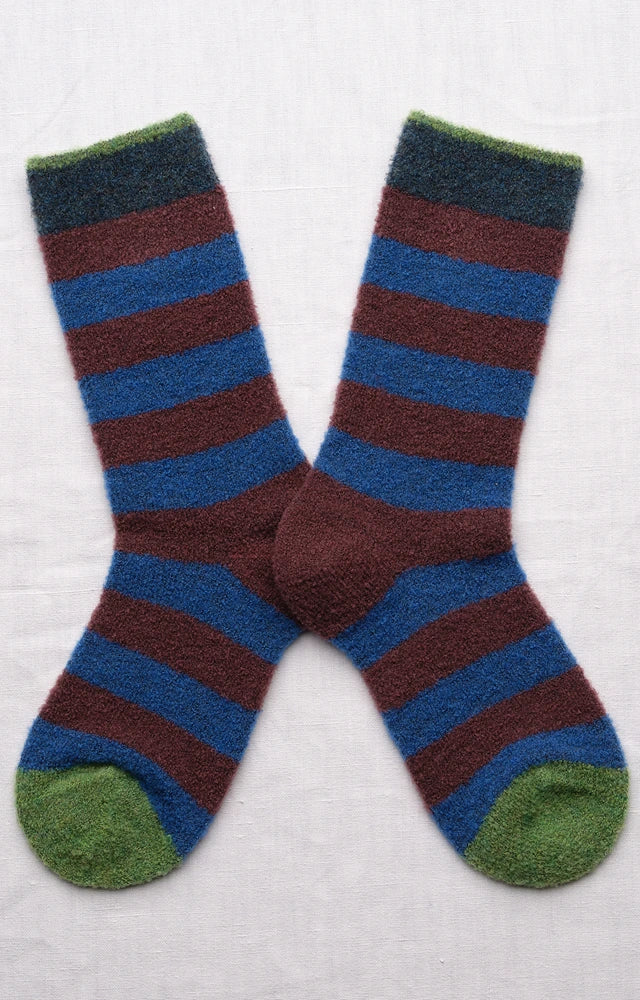 Chaussettes Mousse Rayures Bleu