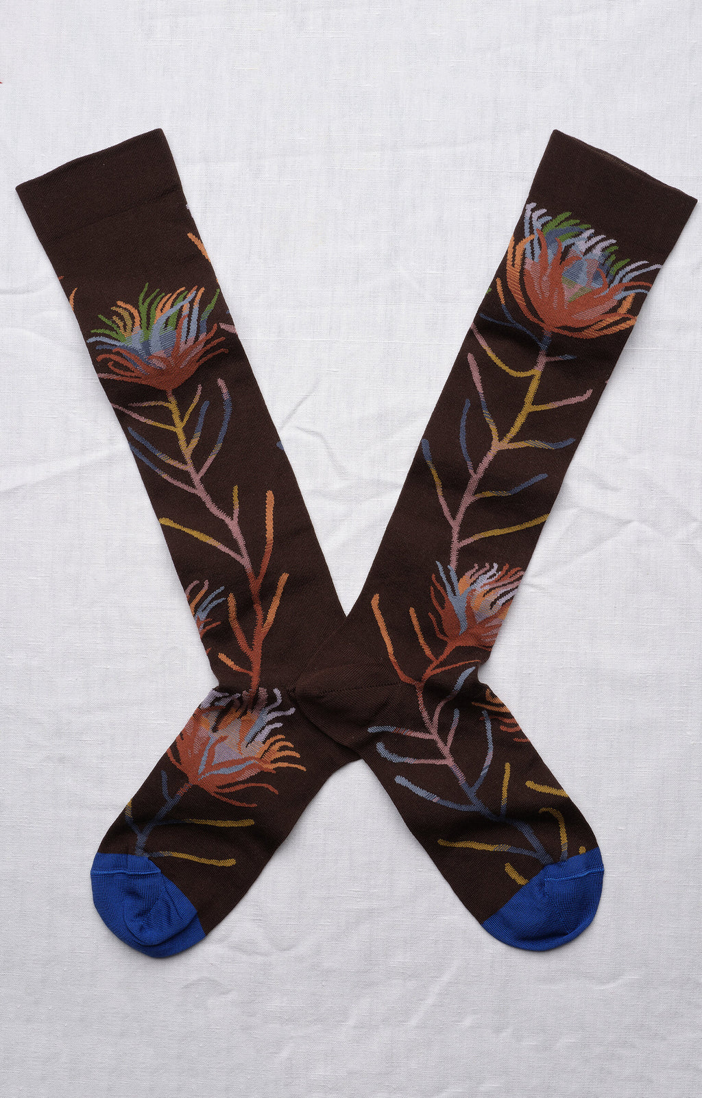Chaussette Fleur Marron-Fonce