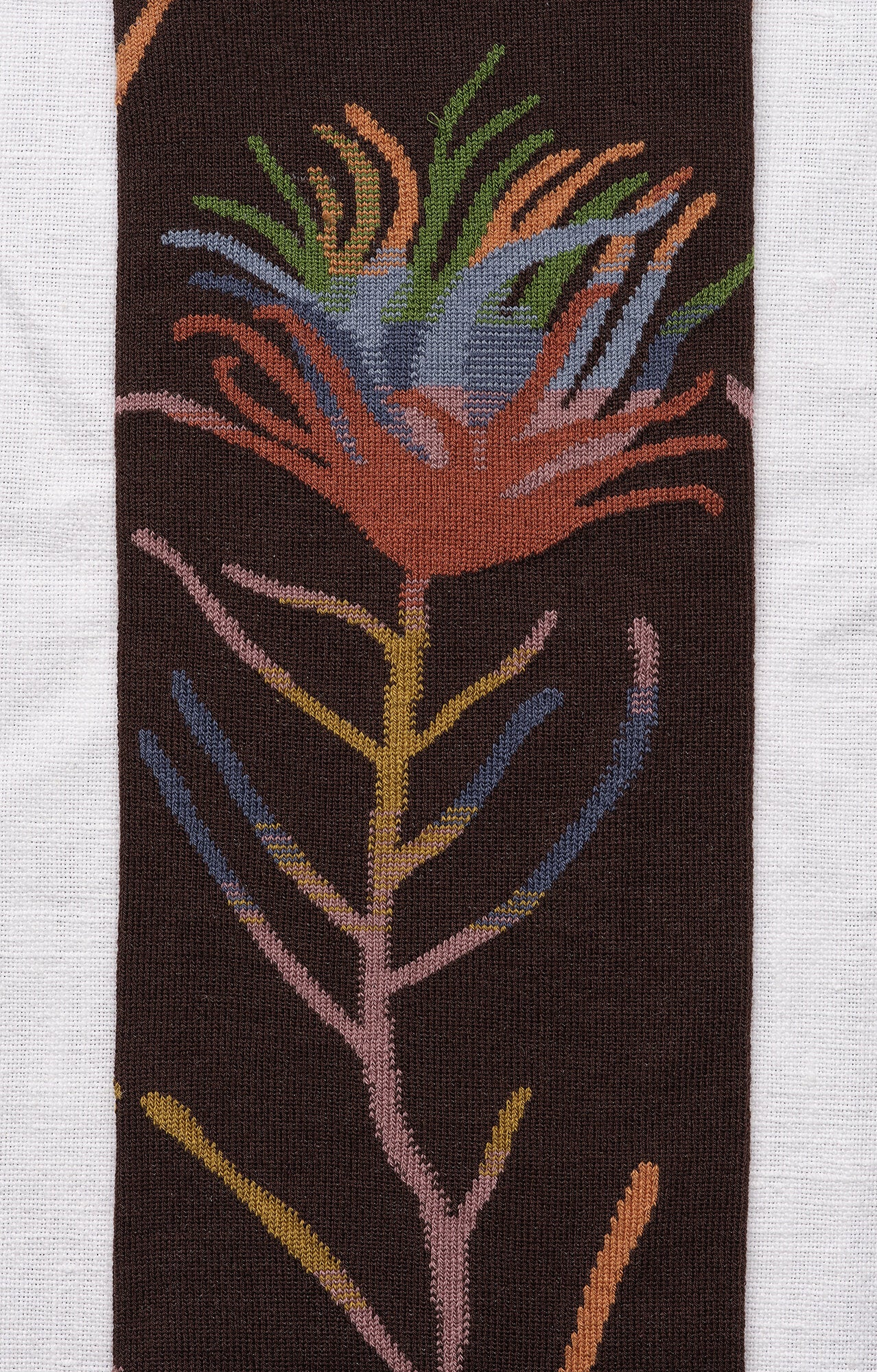 Chaussette Fleur Marron-Fonce
