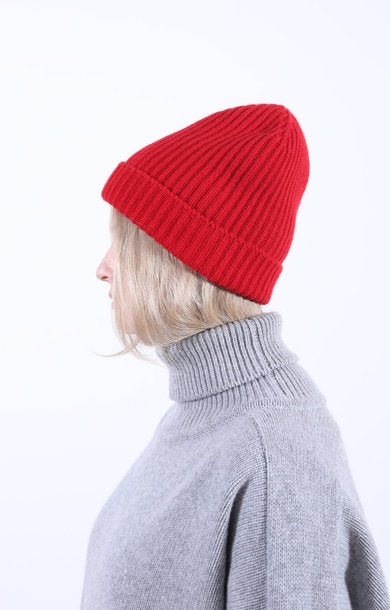 Cashmere Rib Beanie Ruby