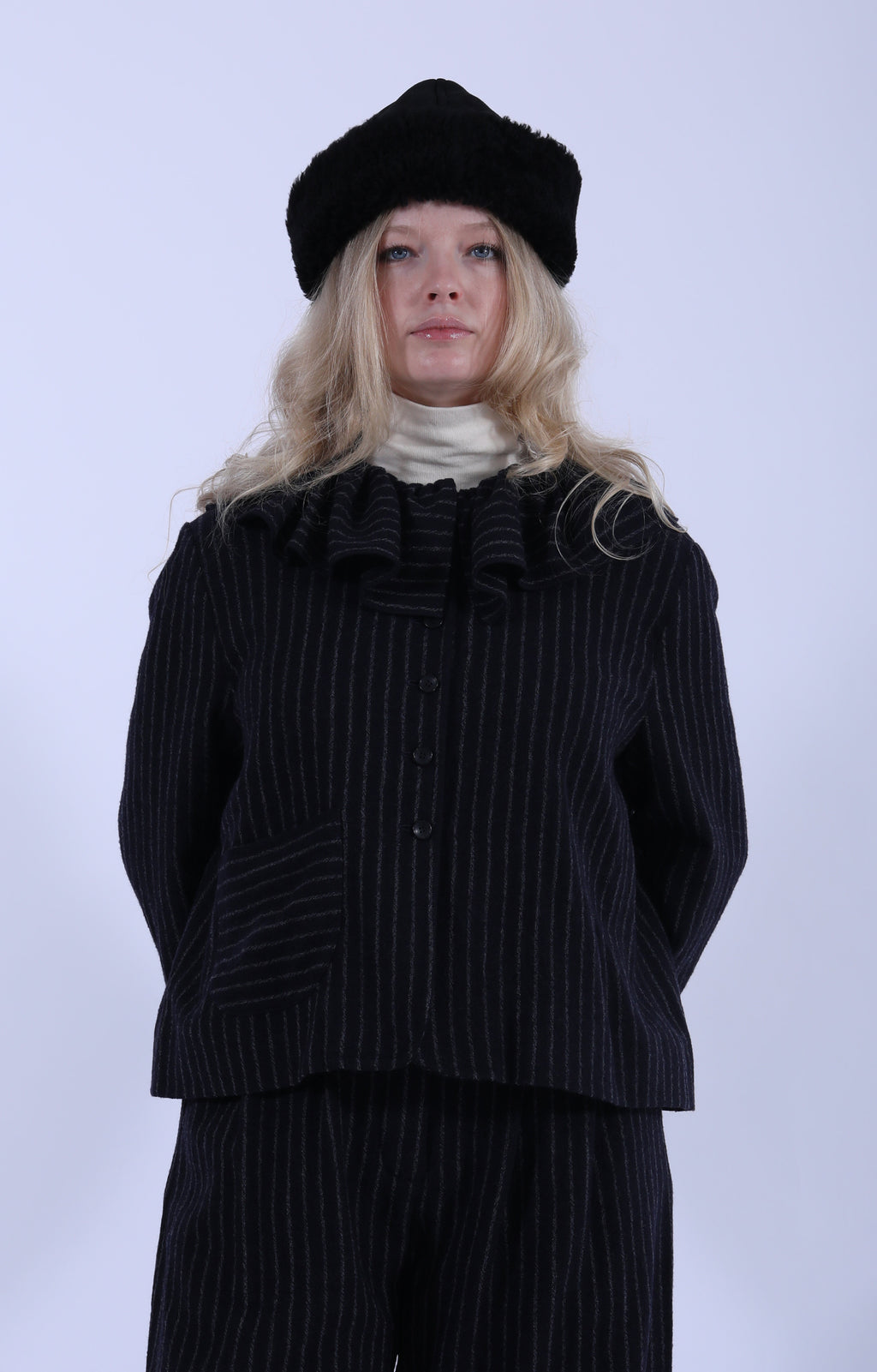 Lillie Jacket Ruffle Navy/Grey