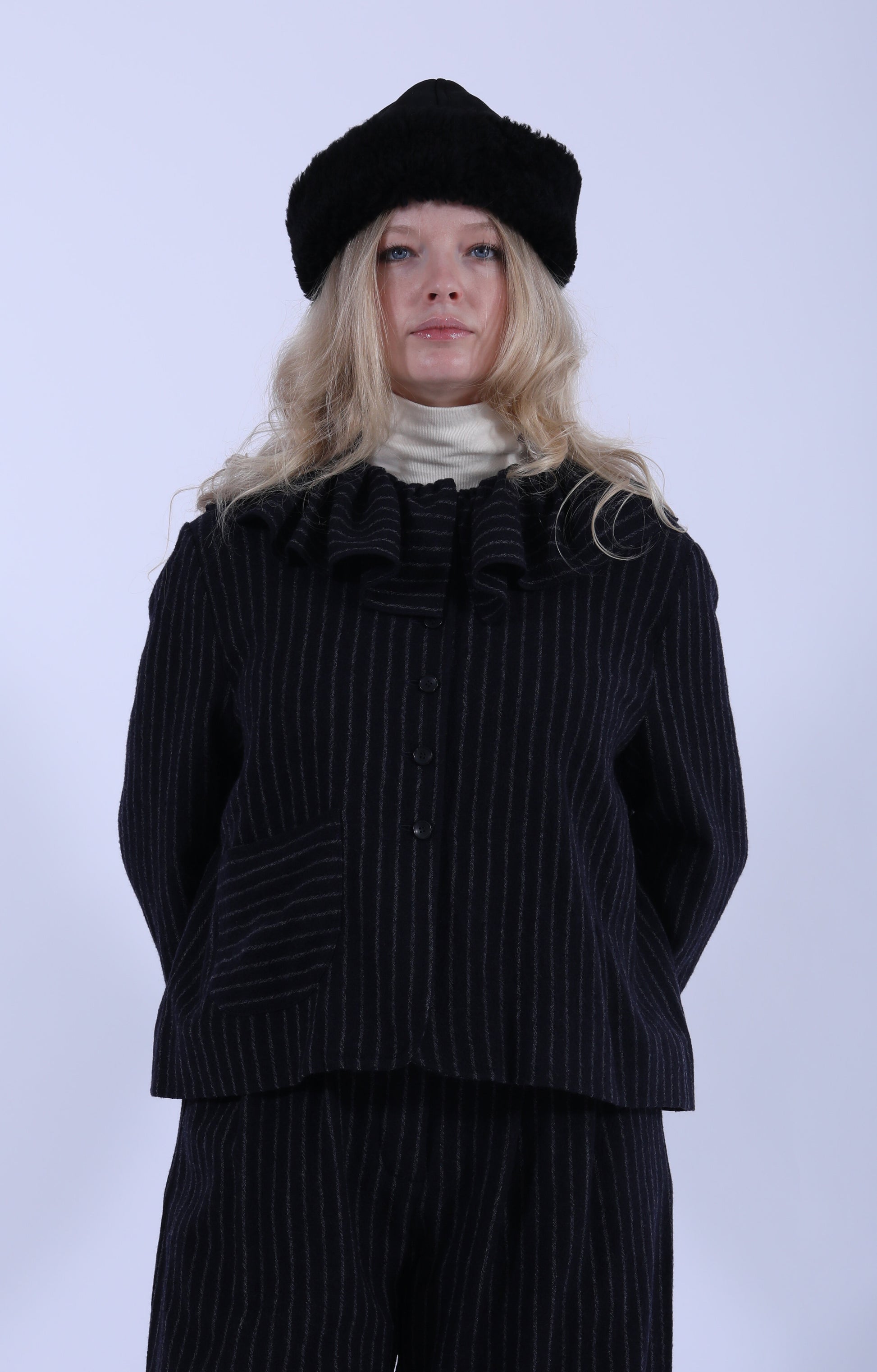 Lillie Jacket Ruffle Navy/Grey
