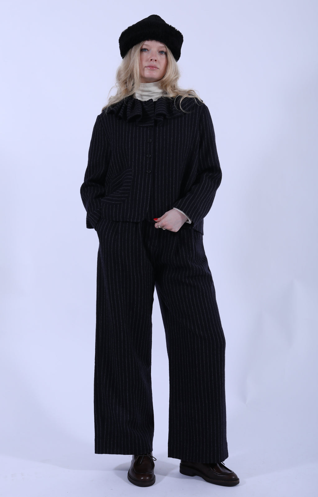 Lillie Jacket Ruffle Navy/Grey