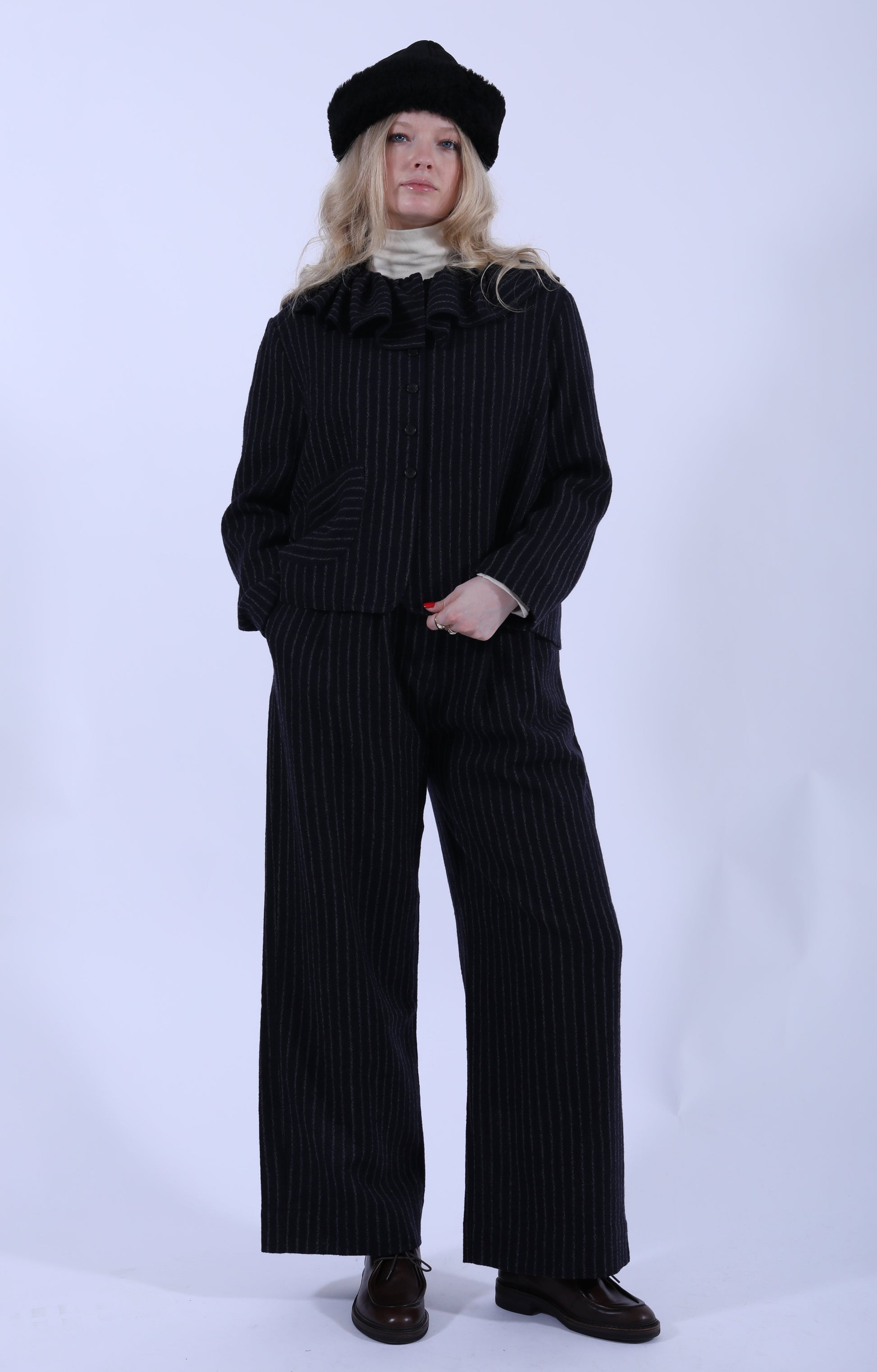 Lillie Jacket Ruffle Navy/Grey