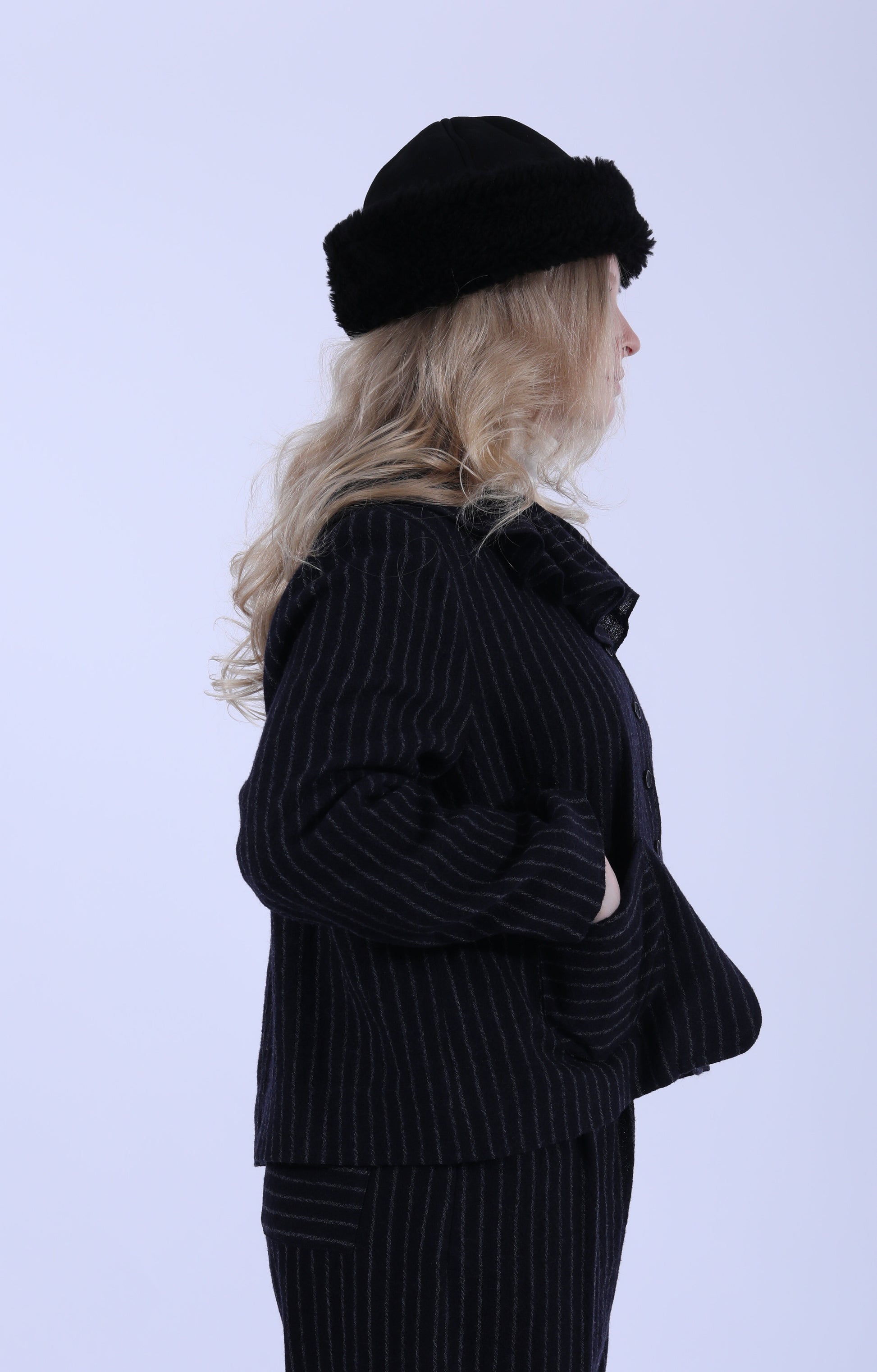 Lillie Jacket Ruffle Navy/Grey