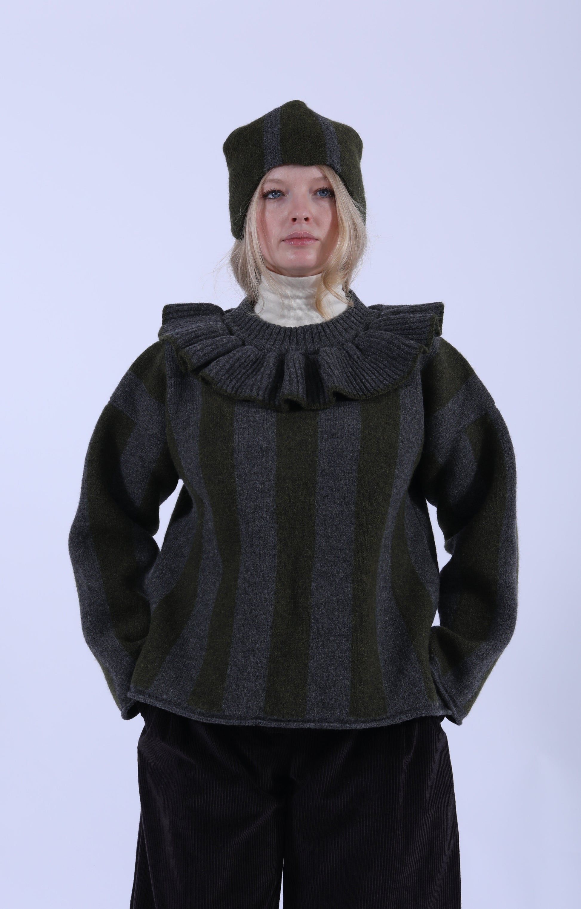 Ruffle Jumper Slate/Moss