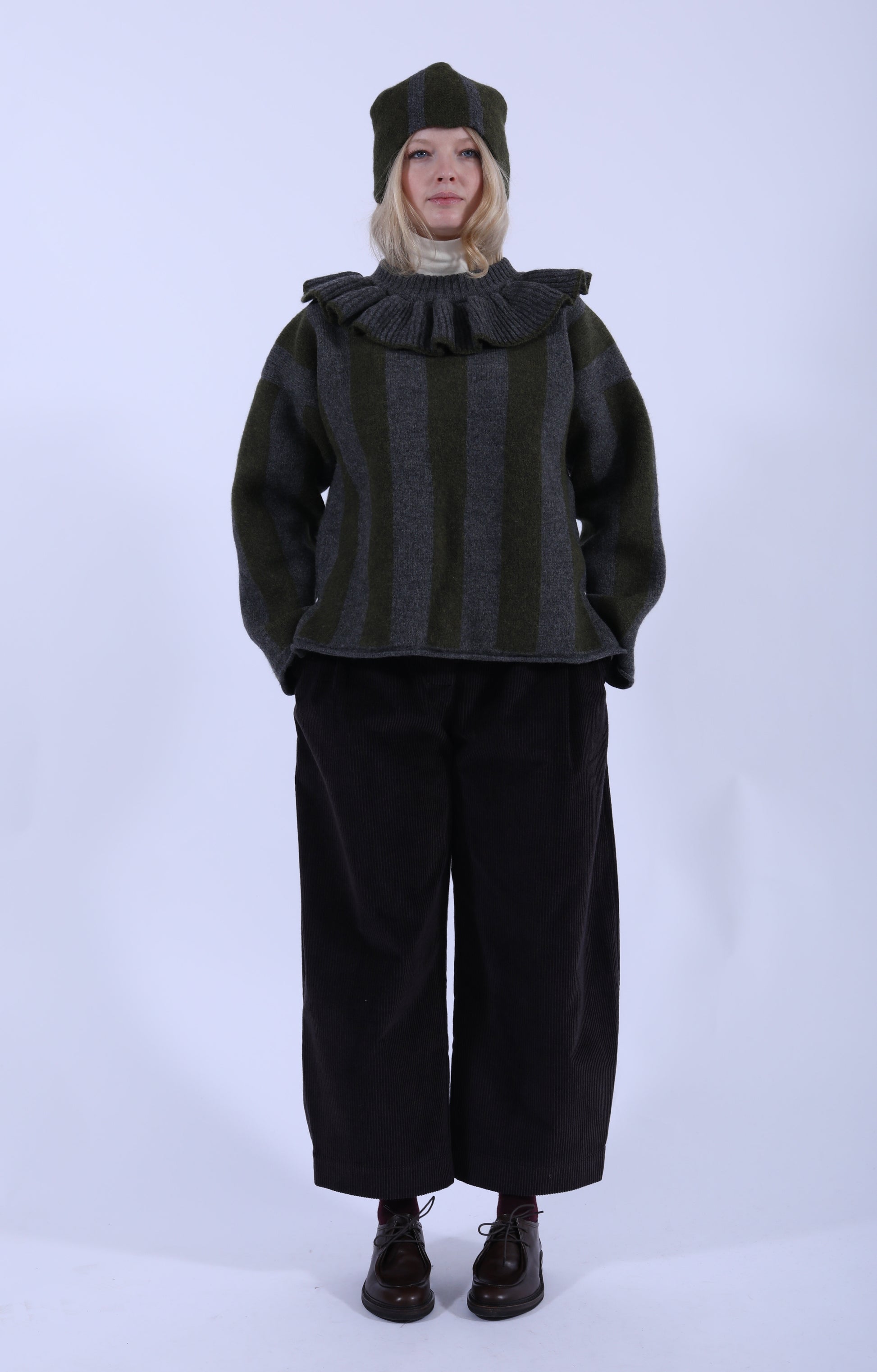 Ruffle Jumper Slate/Moss