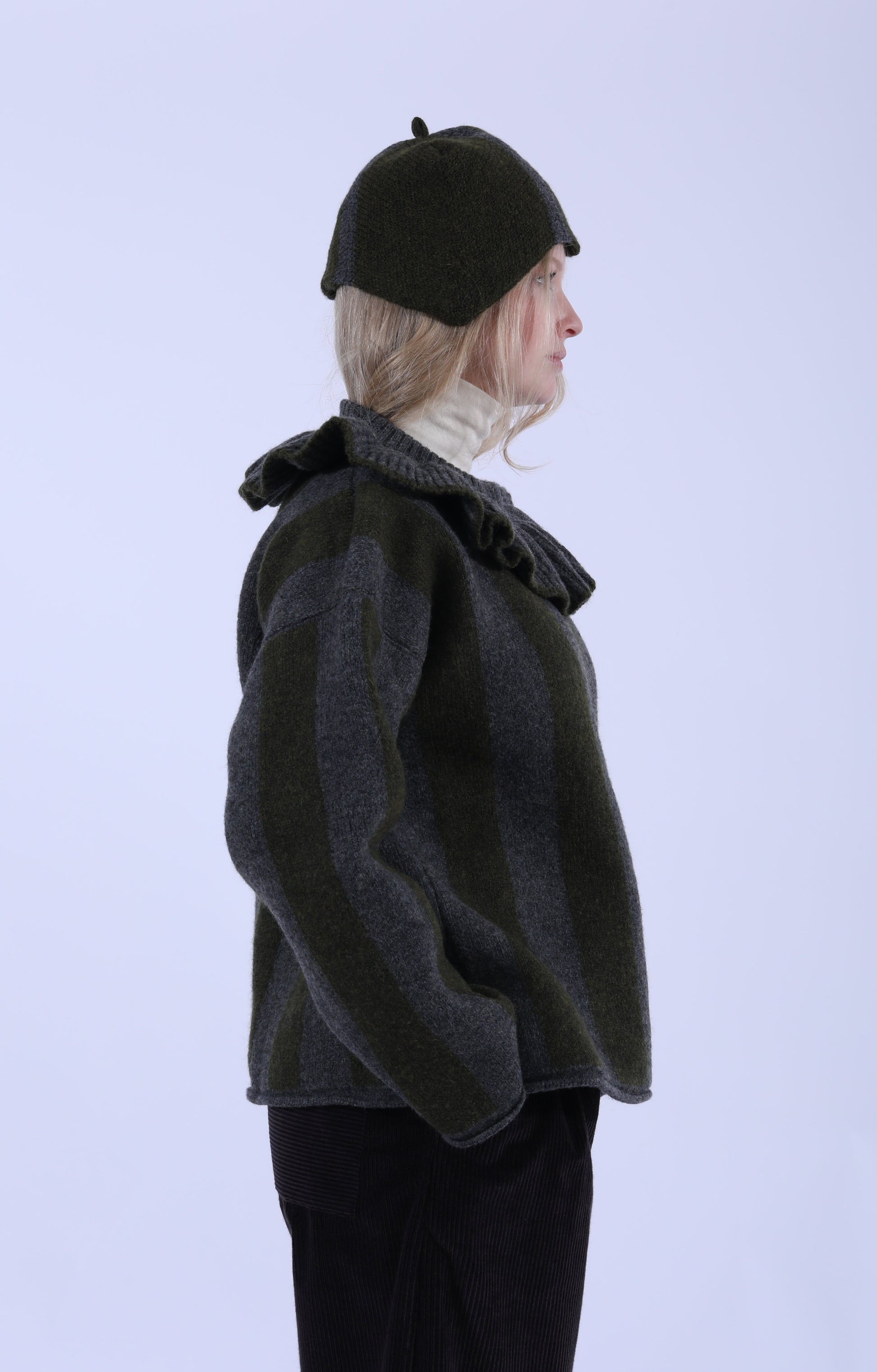 Ruffle Jumper Slate/Moss