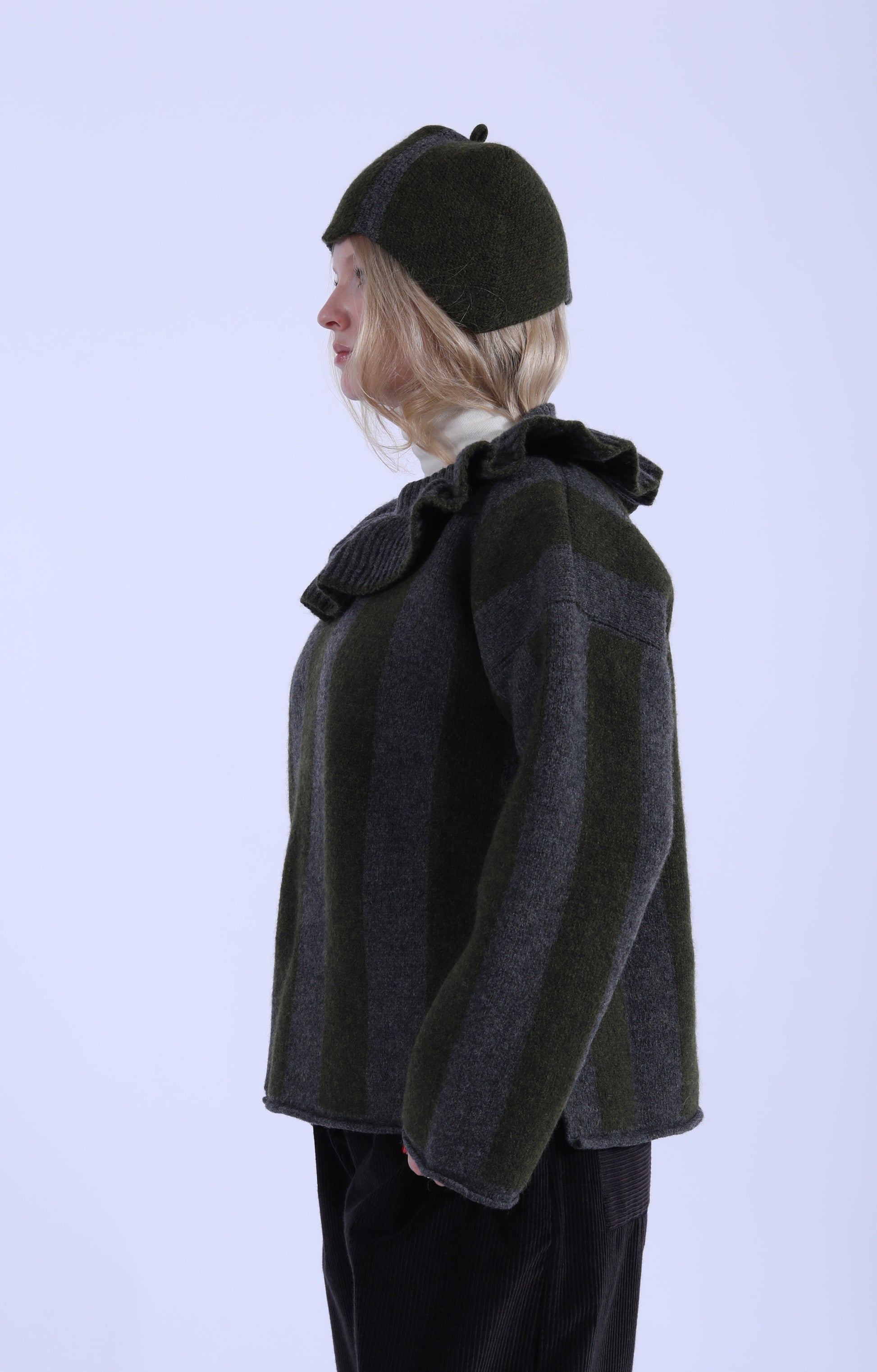Ruffle Jumper Slate/Moss