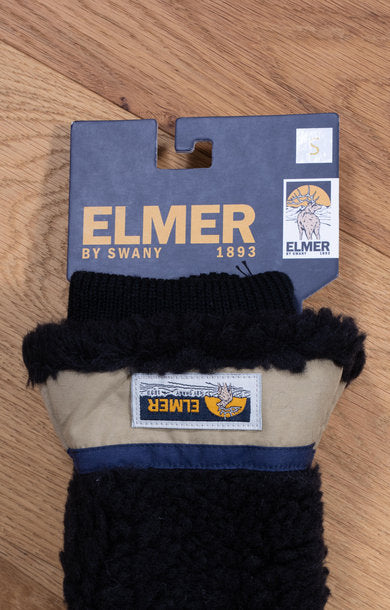Wool Pile 5 Fingers Gloves - Black