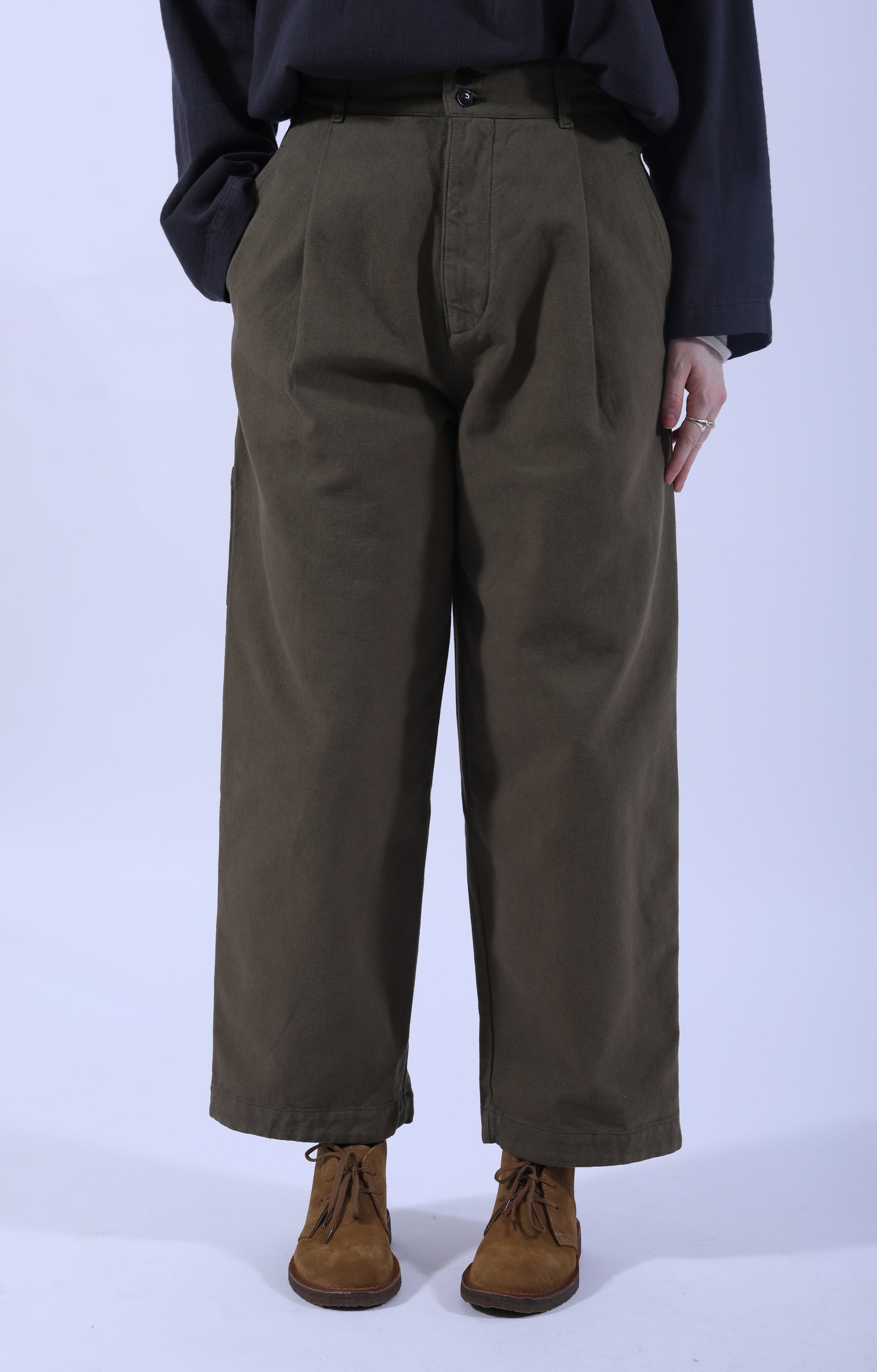 British Worker Pants Canvas Fossil Green