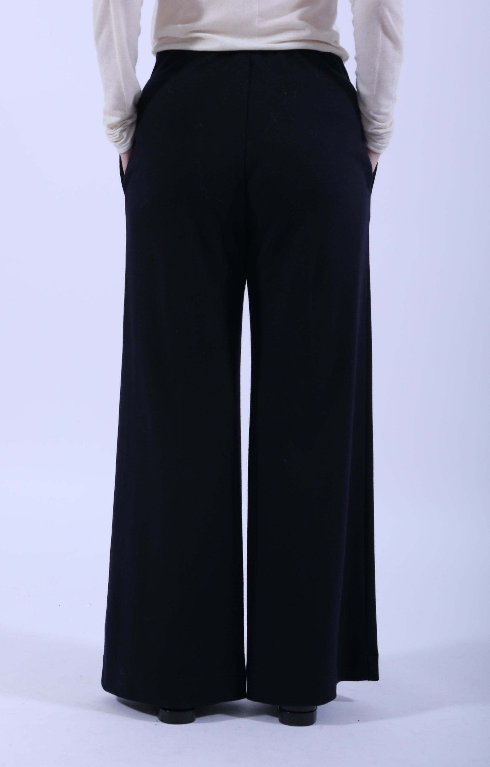 Flared Merino Trousers Navy