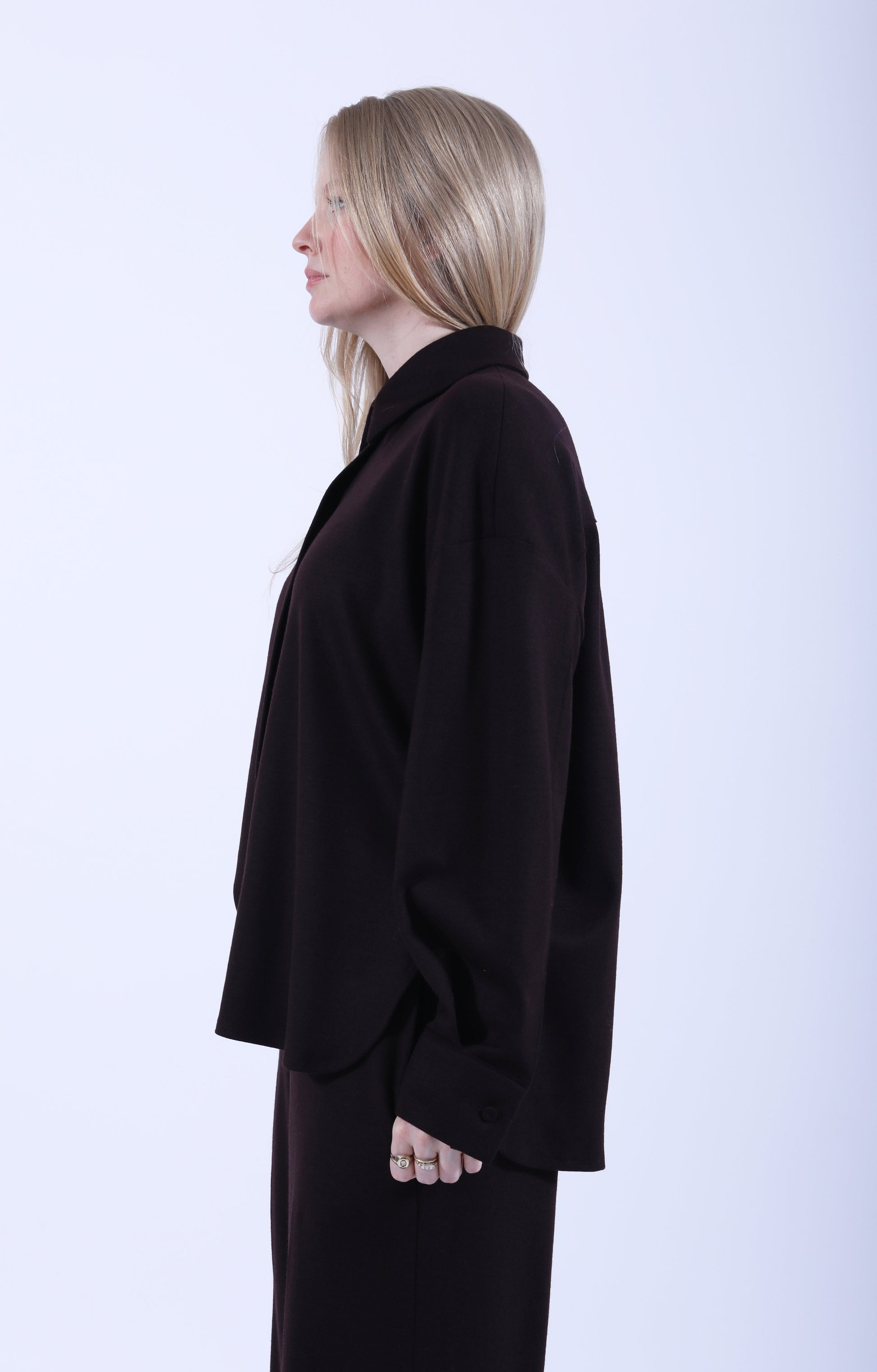 Oversized Merino Shirt Bordeaux