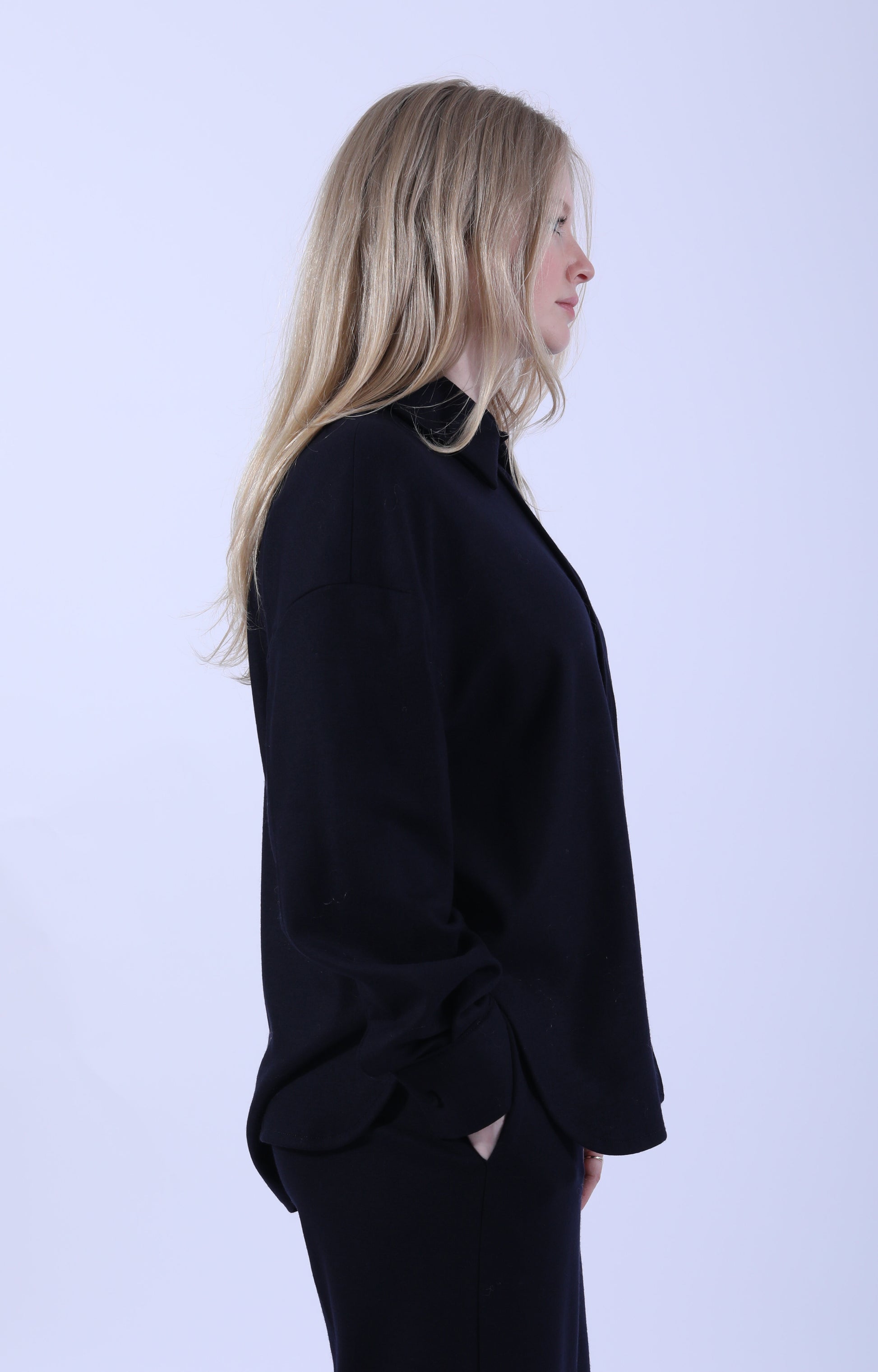 Oversized Merino Shirt Navy