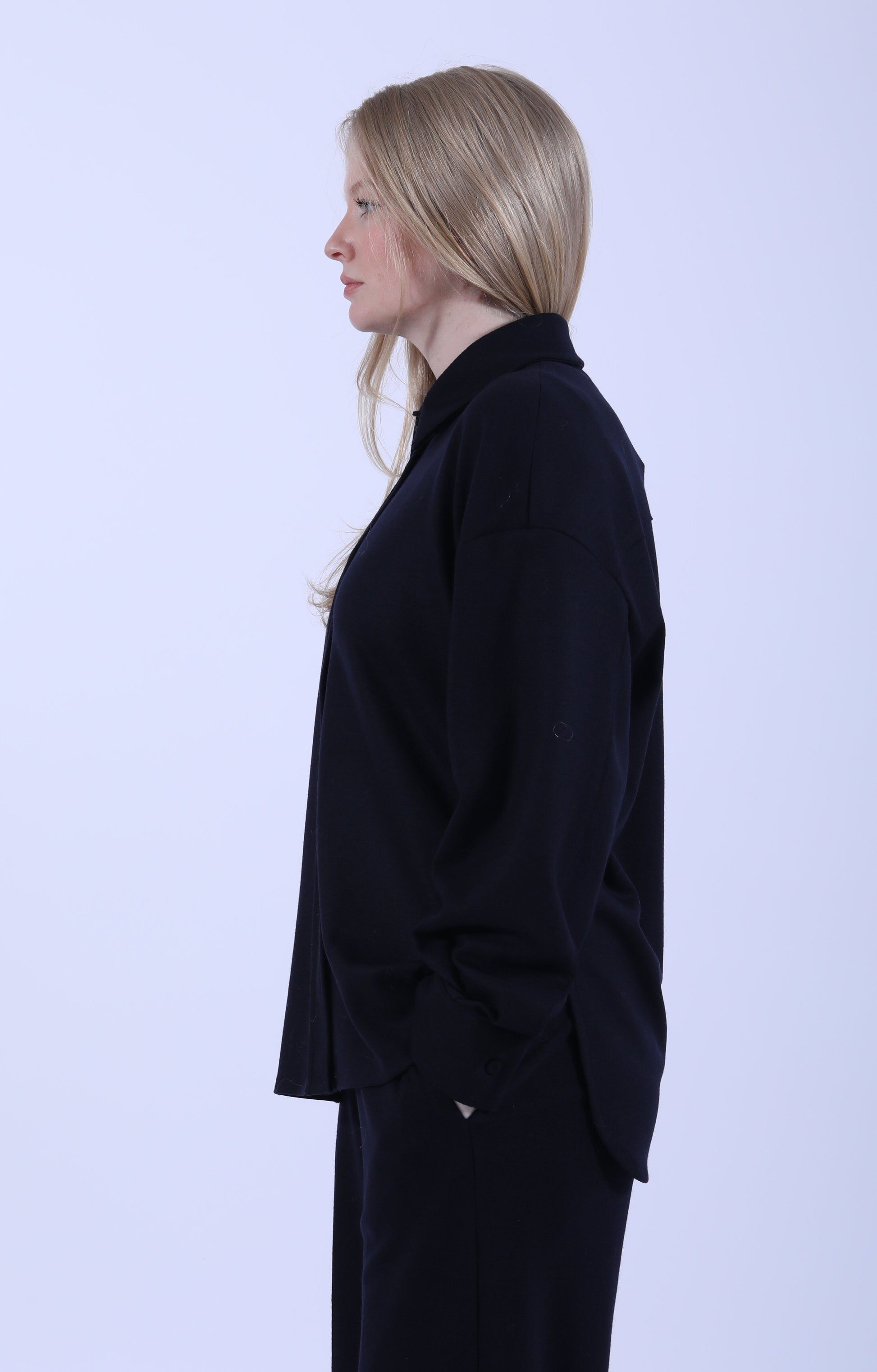 Oversized Merino Shirt Navy