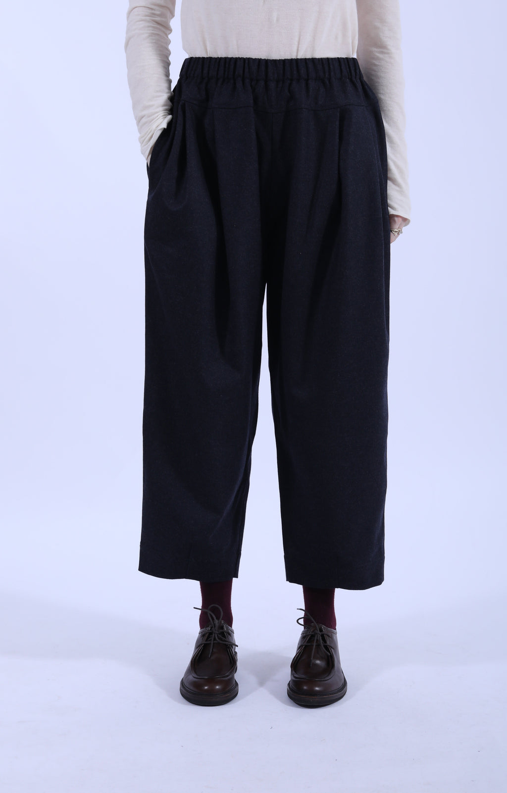 Navy Pleated Pants