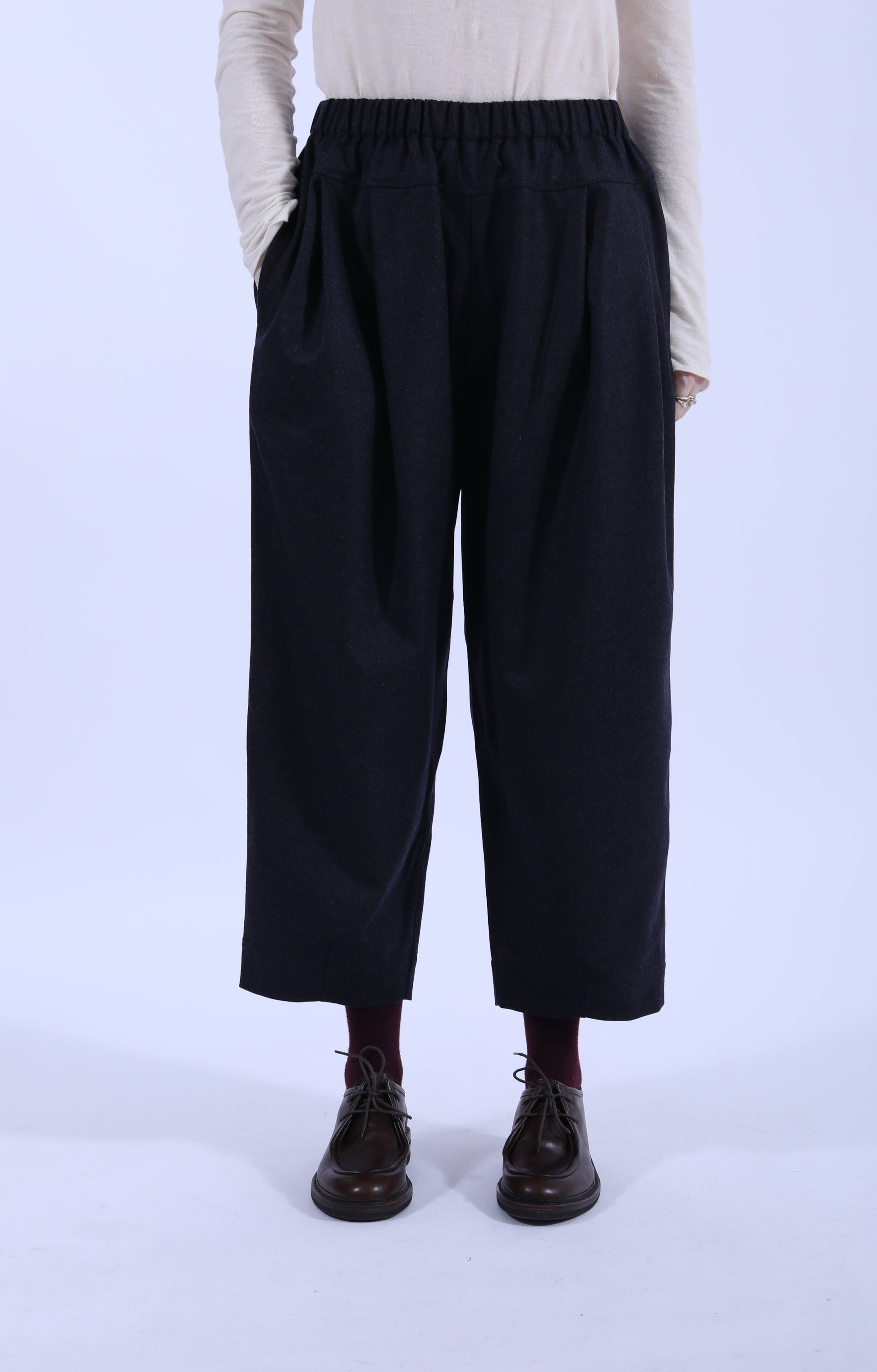 Navy Pleated Pants