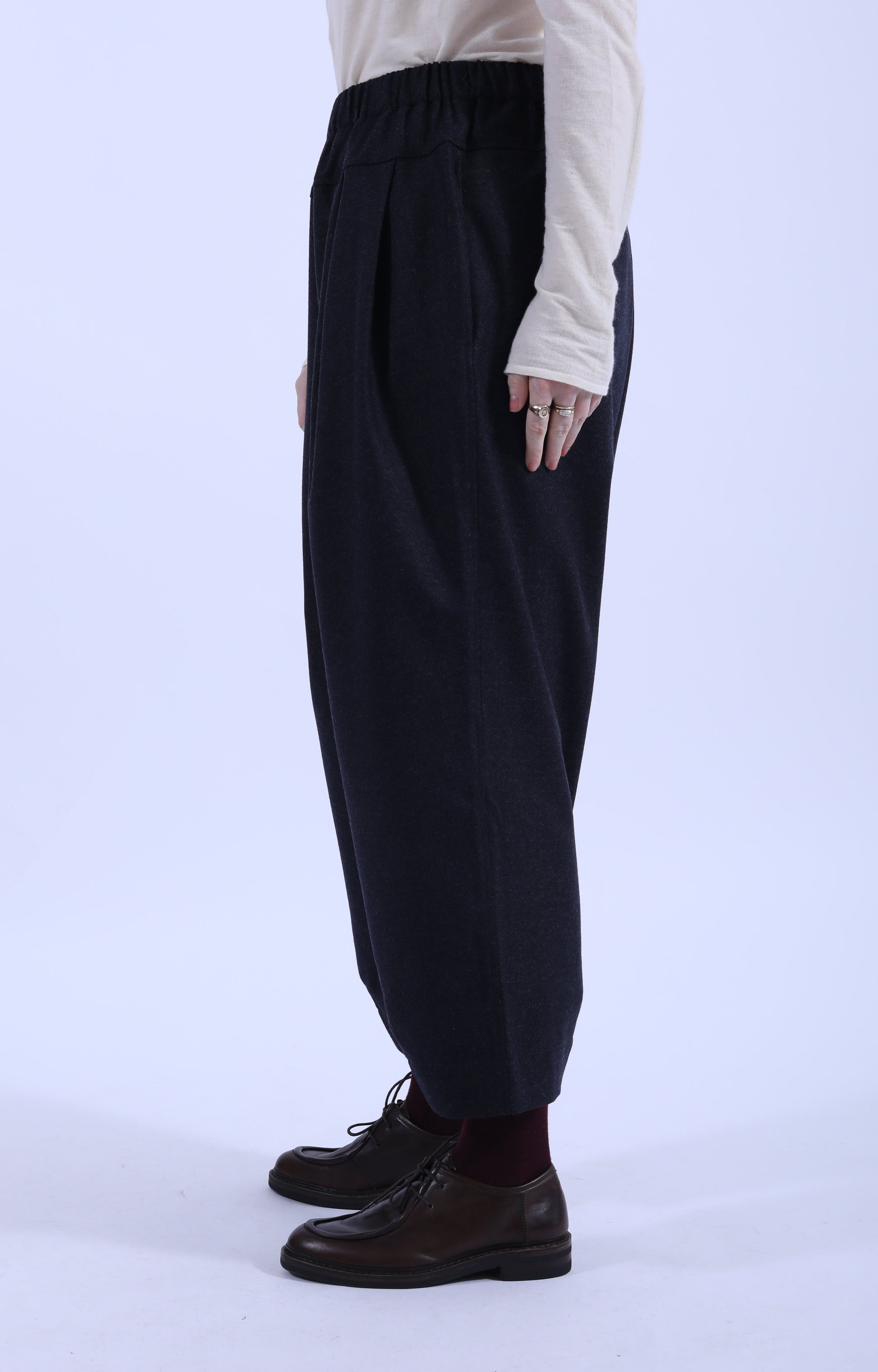 Navy Pleated Pants