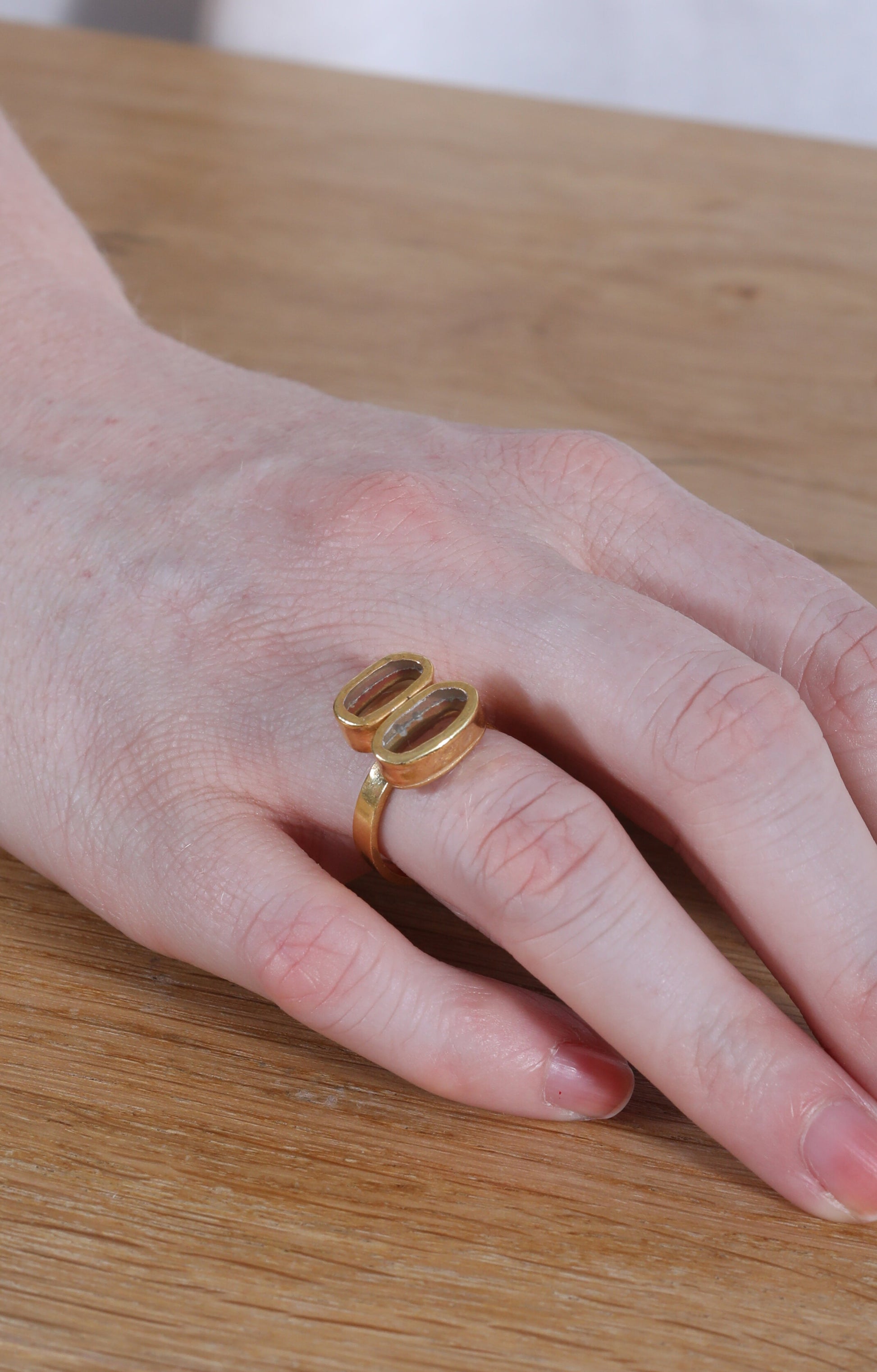 Double Ring Pink Glass