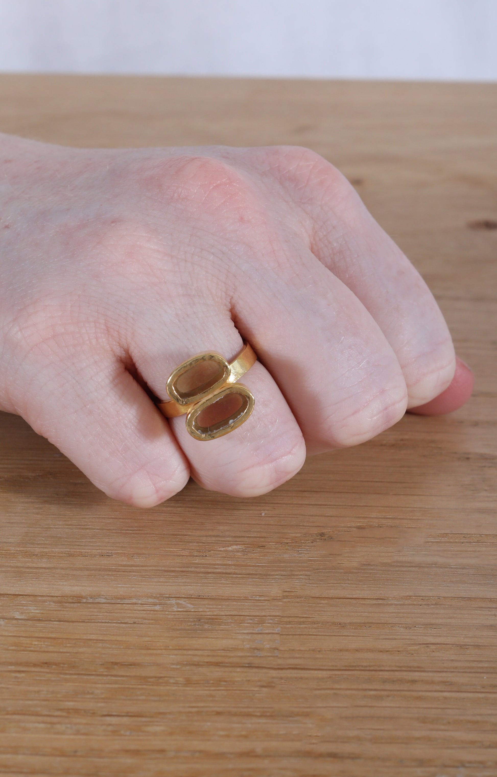Double Ring Pink Glass