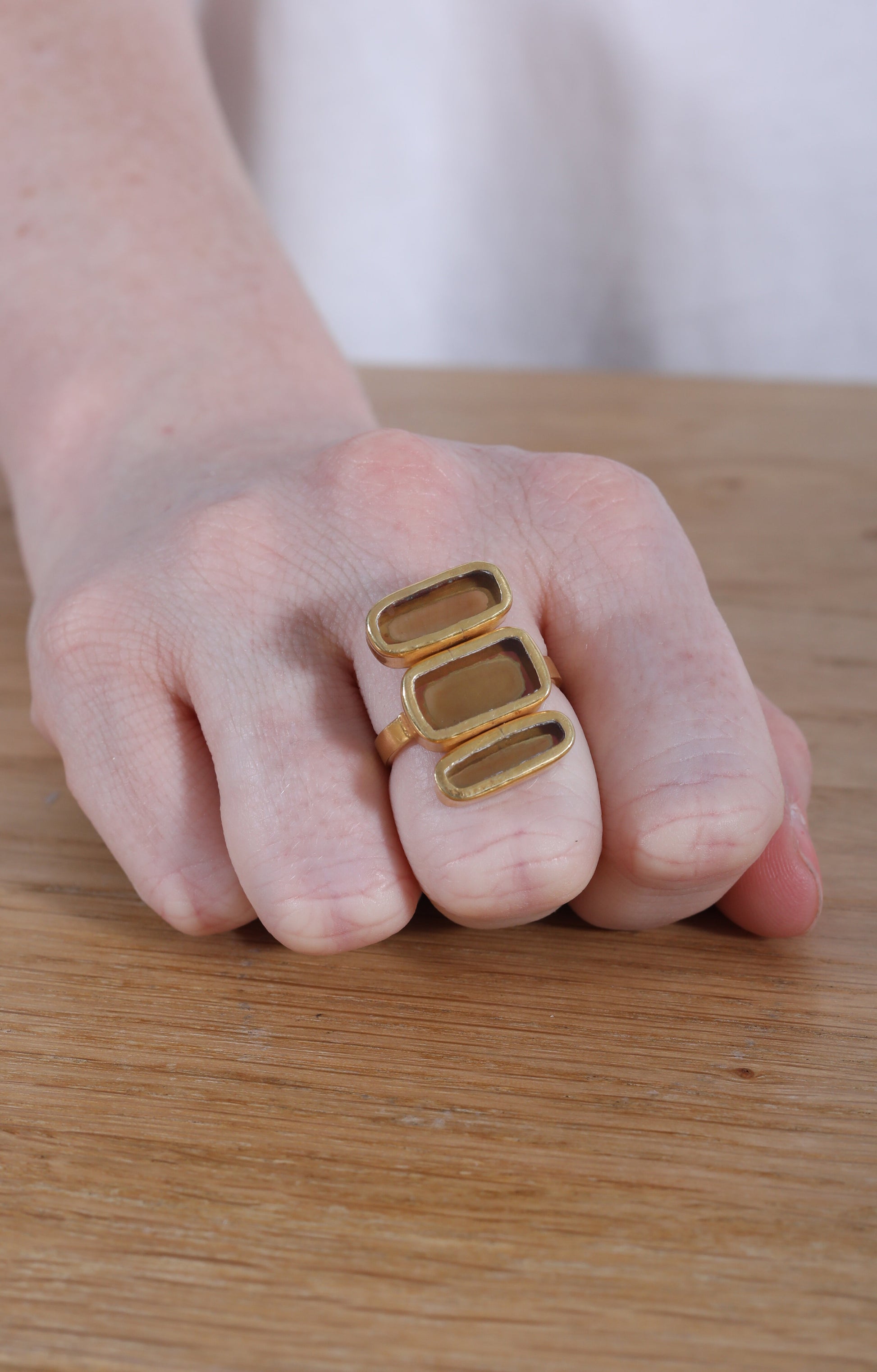 Triple Ring Pink Glass