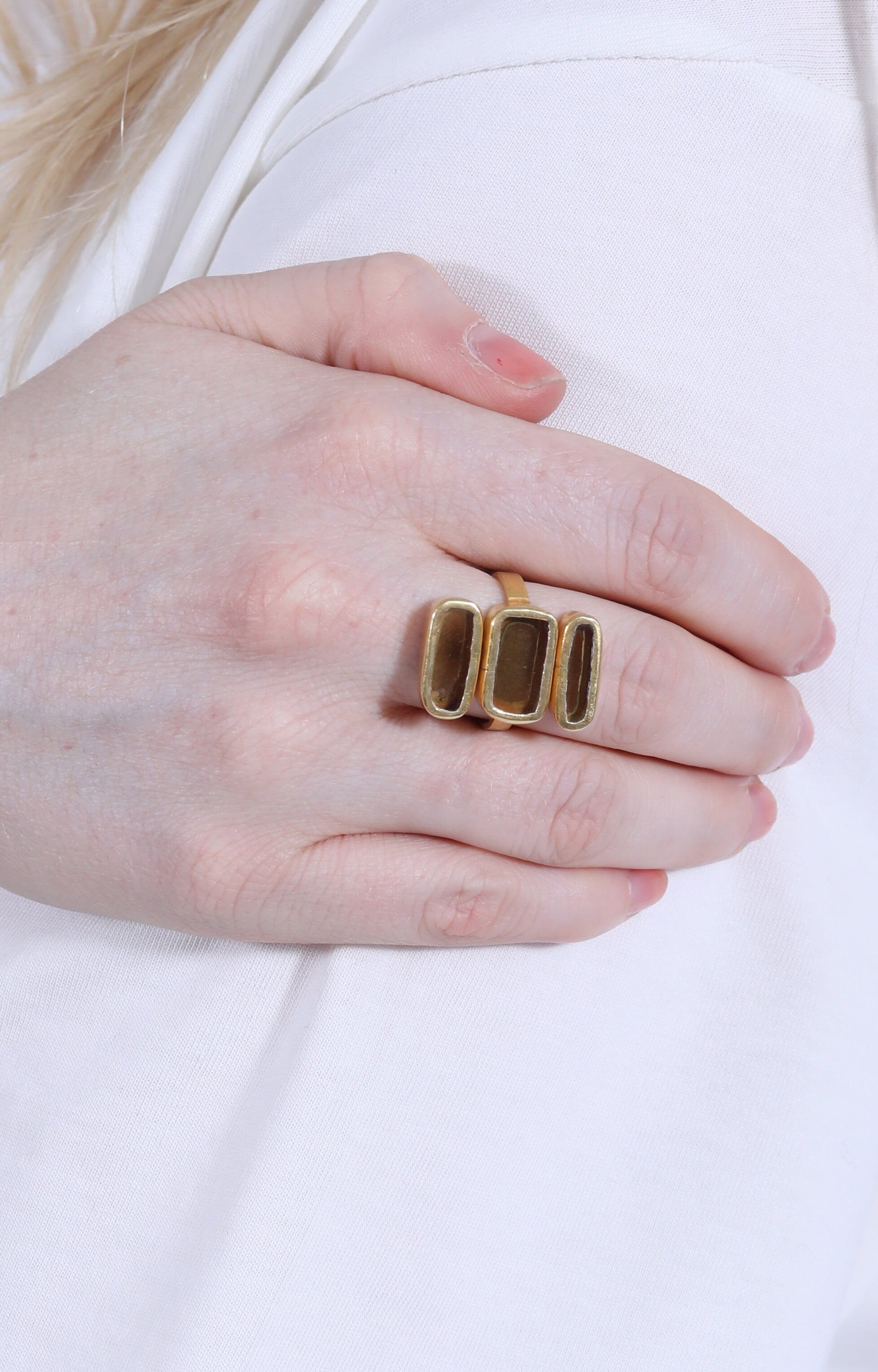 Triple Ring Pink Glass