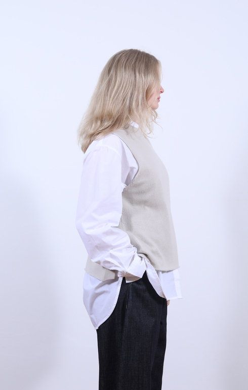 Tabard Vest w/ Pocket Earl Grey
