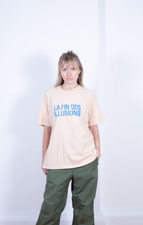 Printed Cross Pocket T-Shirt Peach