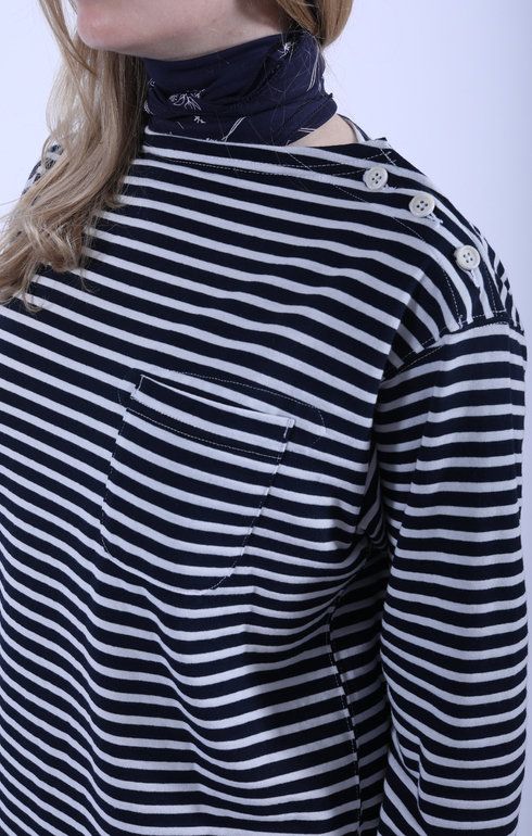 Basque Shirt Navy/White Stripe
