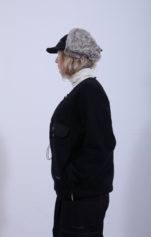 Wool Fleece Cardigan Black