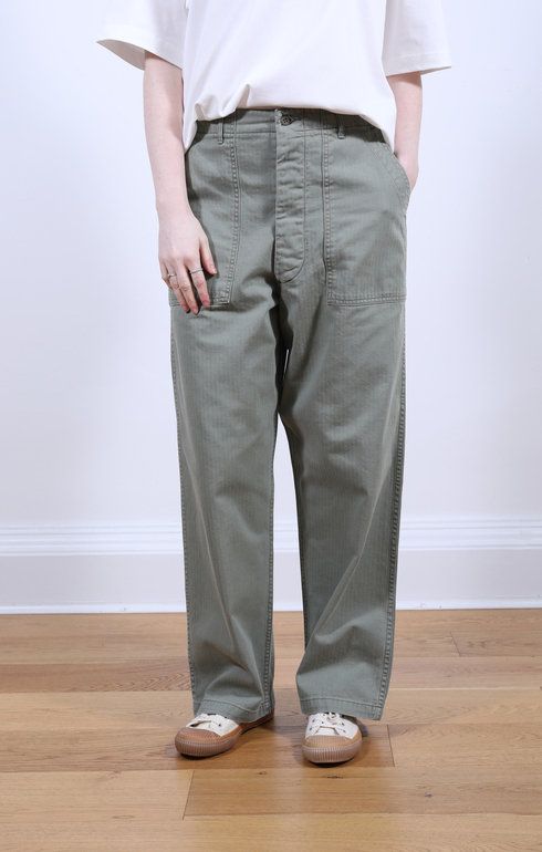 Herringbone Summer Fatigue Pants Green