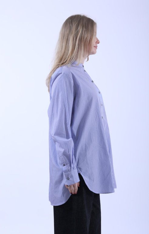Cici Granded Collar Shirt Blue/White