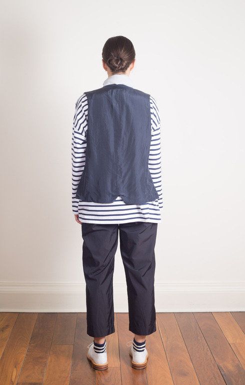 Shawl Collar Long Gilet Navy