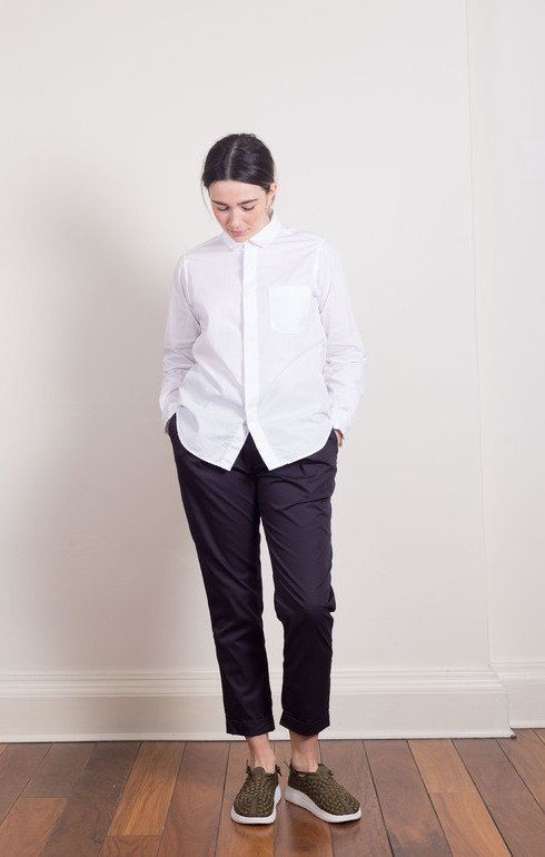 Short Collar Shirt White Poplin